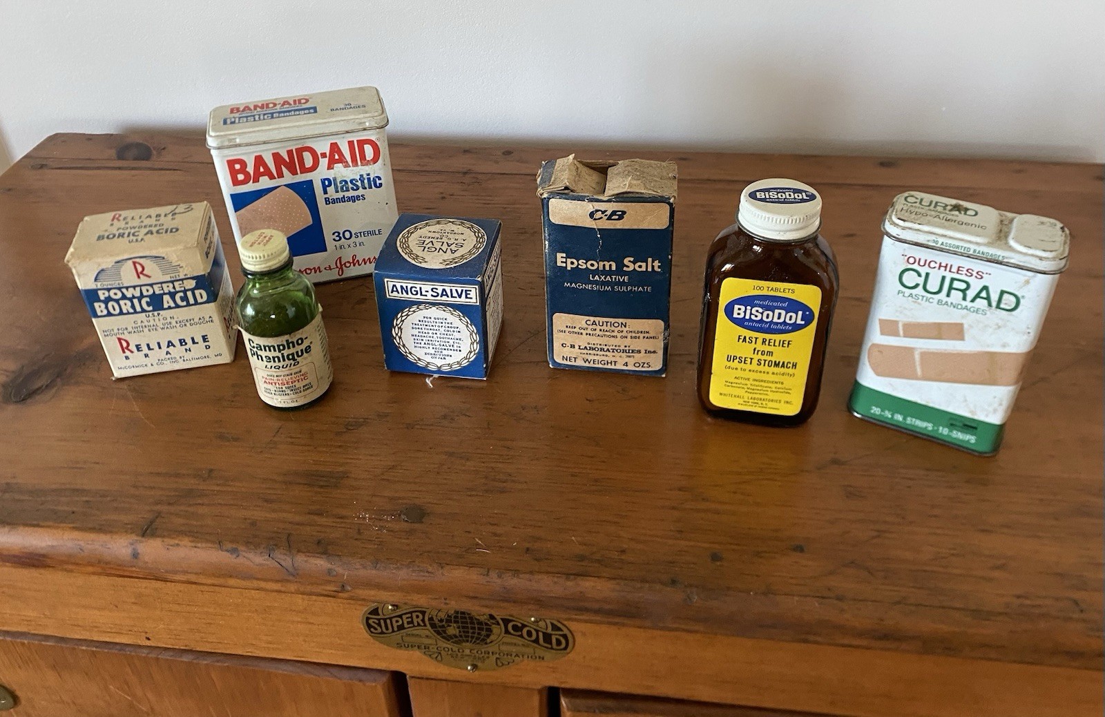 Vintage Johnson & Johnson Band-Aid Tin Curad Tin Boric Acid Campho-Phenique Lot