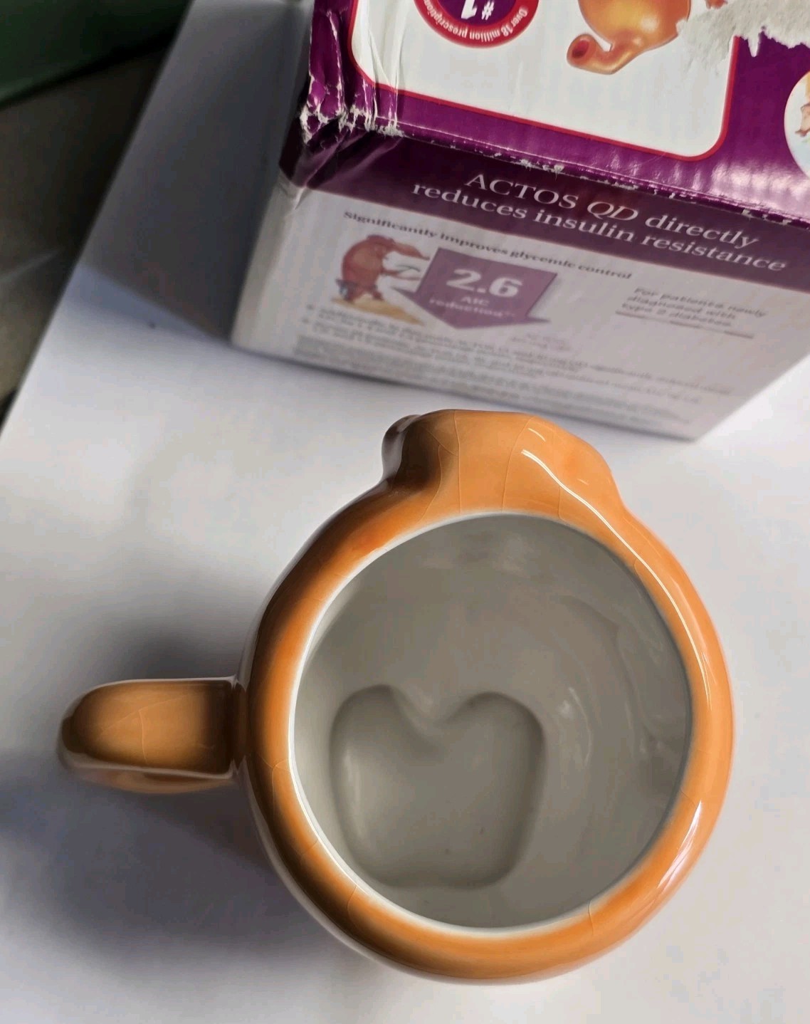 Vintage ACTOS QD Anthropomorphic Medical novelty Stomach coffee cup w/ Cup