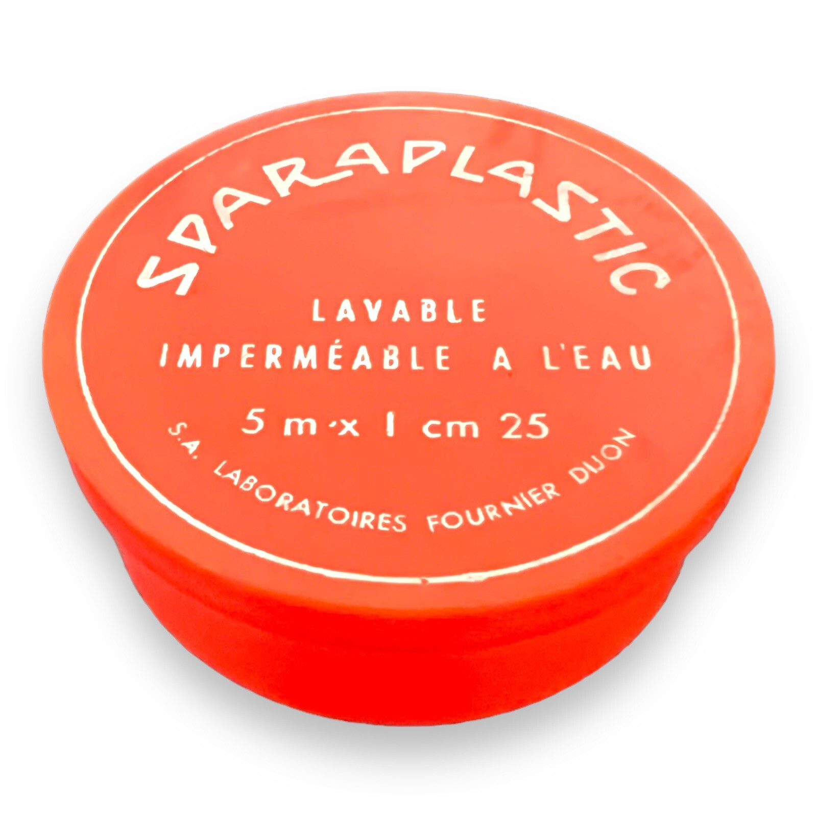 French Apothecary Tin Lid Orange Celluloid Empty Sparadrap Medical Vintage