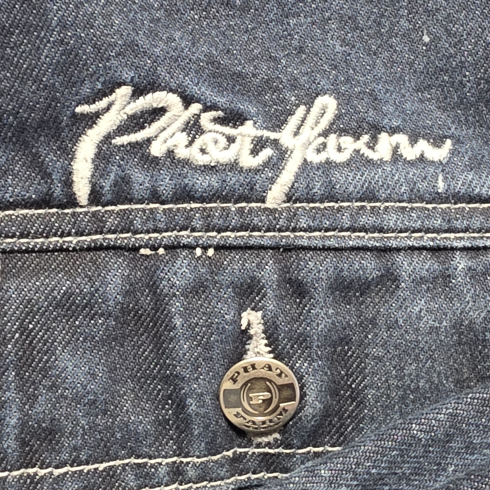 Vintage 90s Y2k Phat Farm New York Men’s Large Denim Trucker Jacket Embroidered
