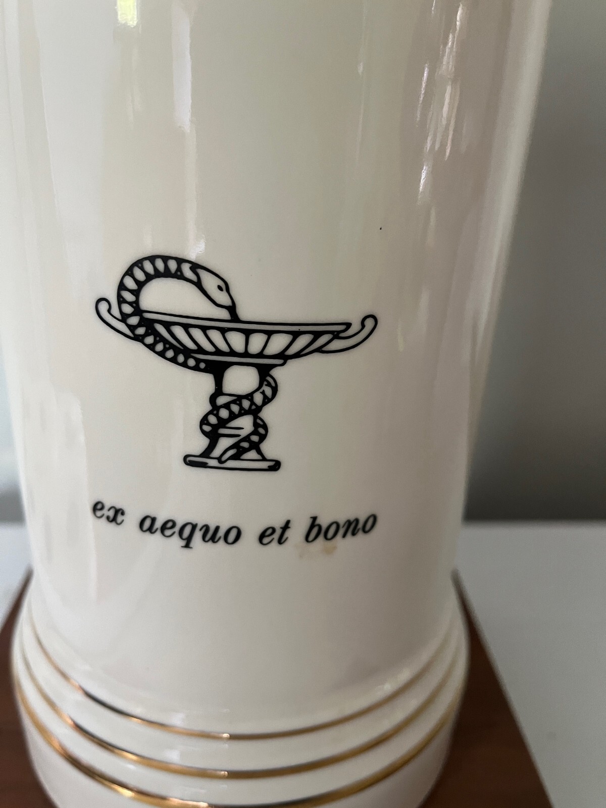 VINTAGE PHARMACY Porcelain APOTHECARY JAR Presentation Award on Stand