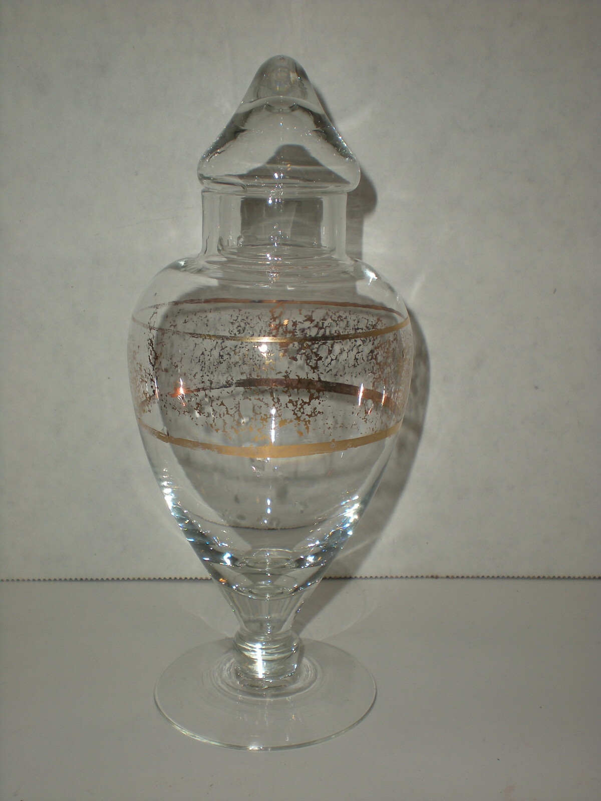 Antique Apothecary Jar Gold pattern vtg glass candy container RARE