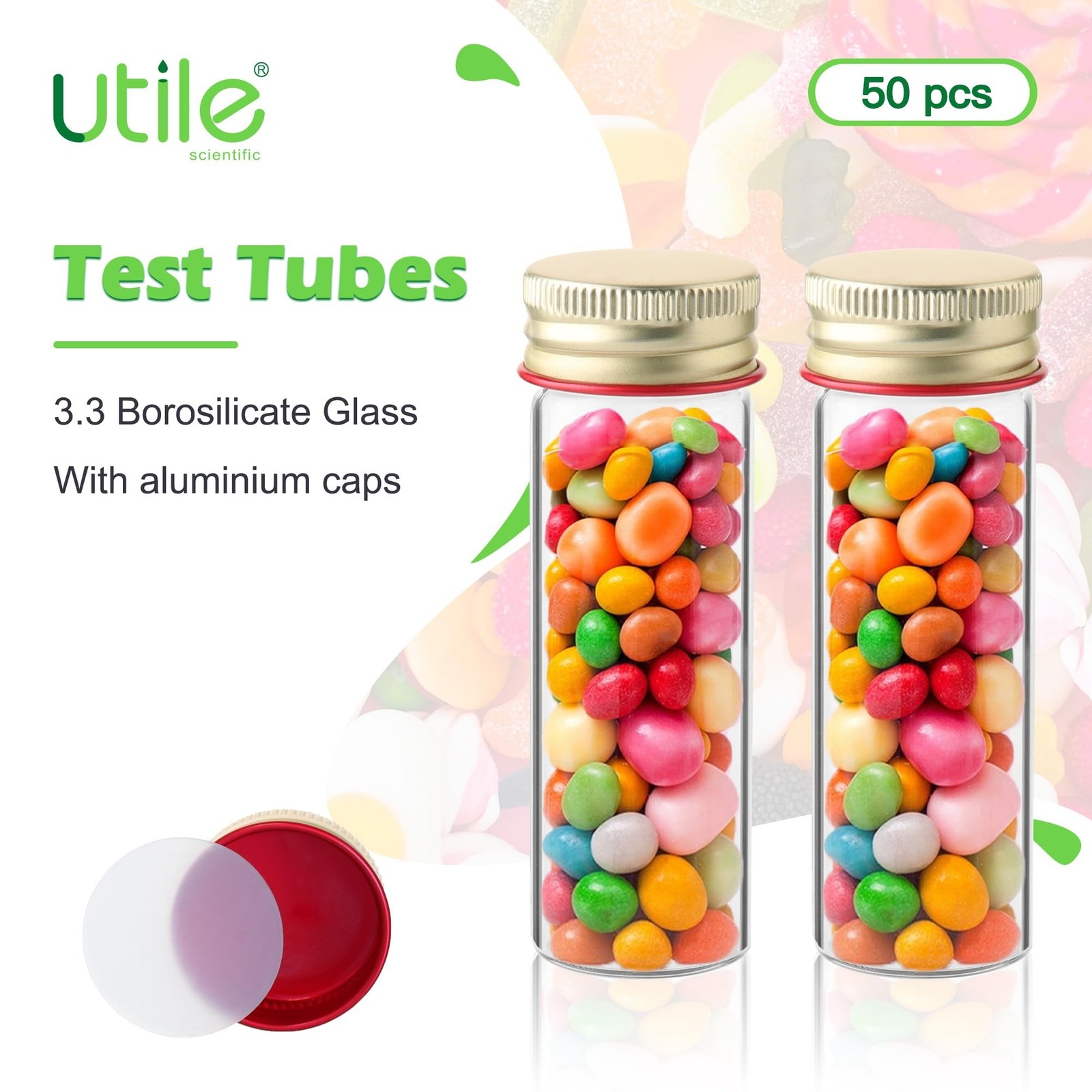 Utile 20pcs Glass Test Tubes, Medium Borosilicate Glass Material, 25ml Test T…
