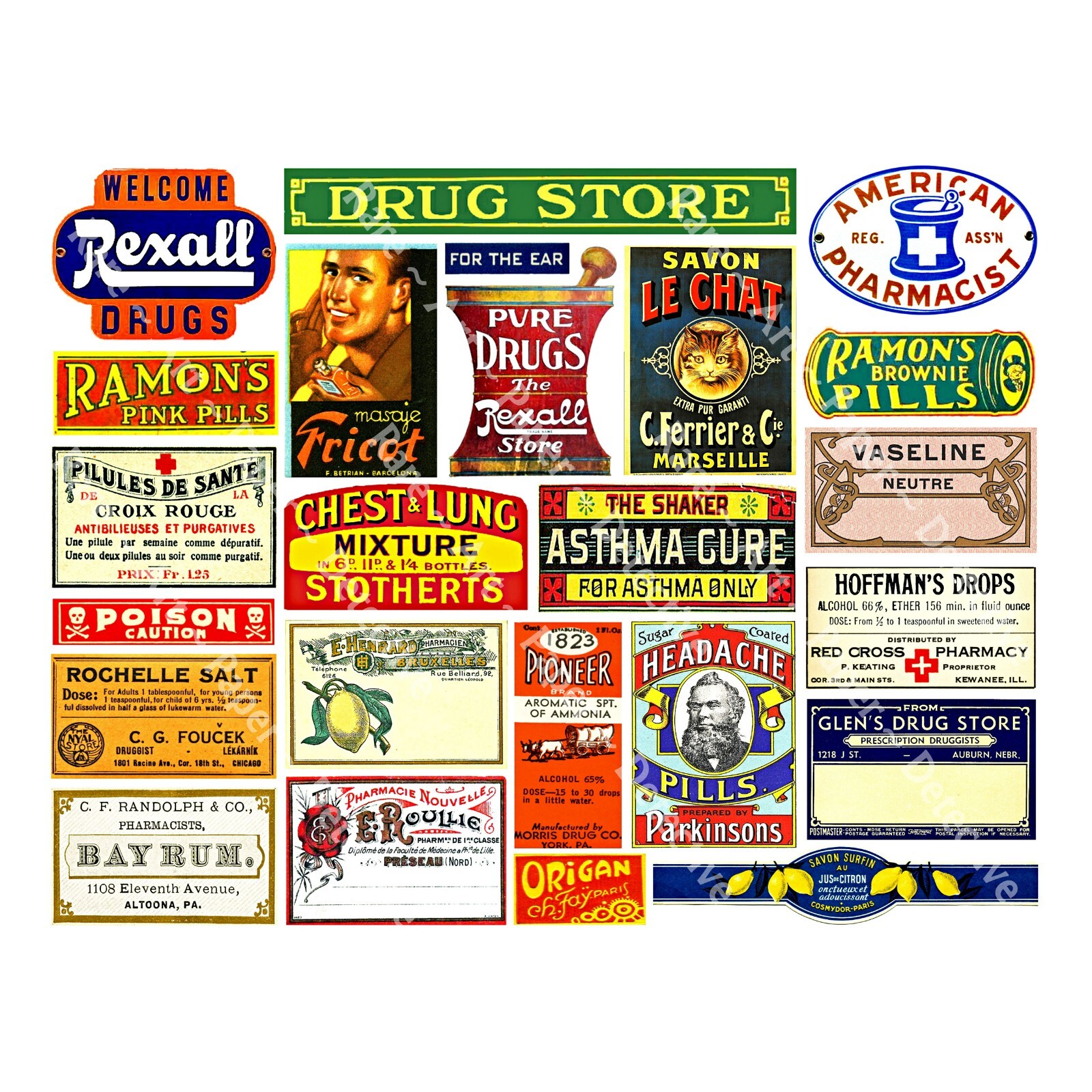 41 Colorful Apothecary Sticker Labels, Halloween Medicine Cabinet, 2 Sheets, e16