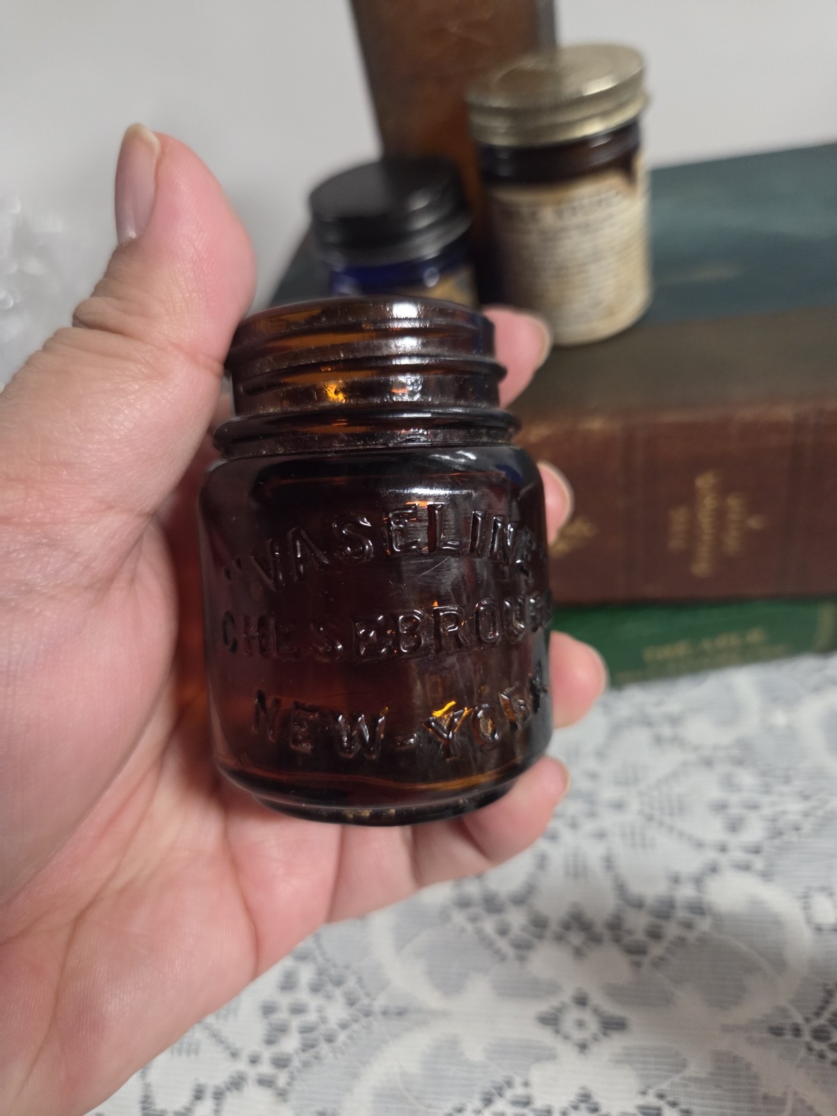 Antique Apothecary Bottle Set – Amber & Cobalt Glass – Vintage Medicine Jars…