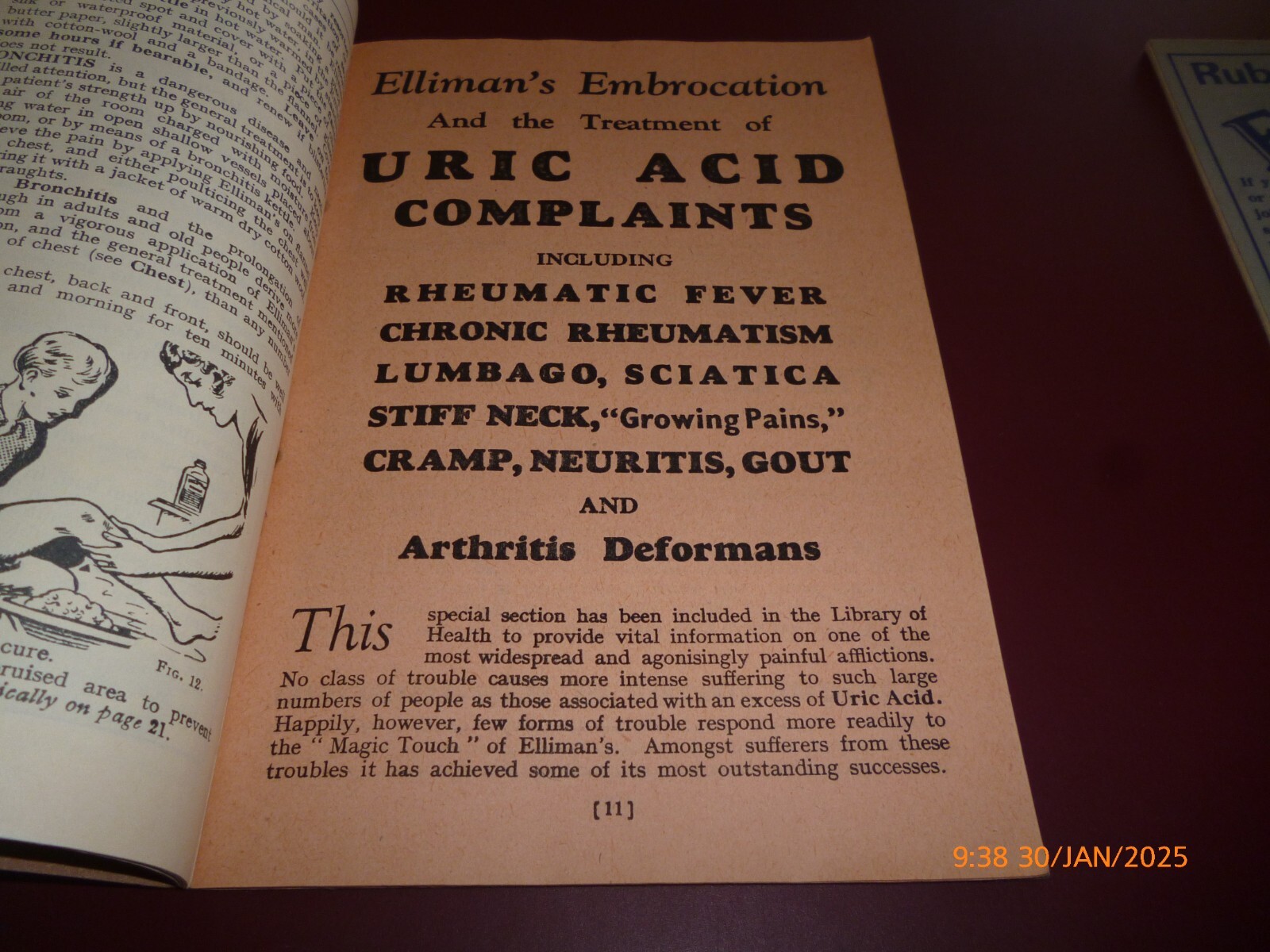 ELLIMAN’S EMBROCATION x 2 VINTAGE BOOKLETS LIBRARY OF HEALTH, AILMENTS ACCIDENTS