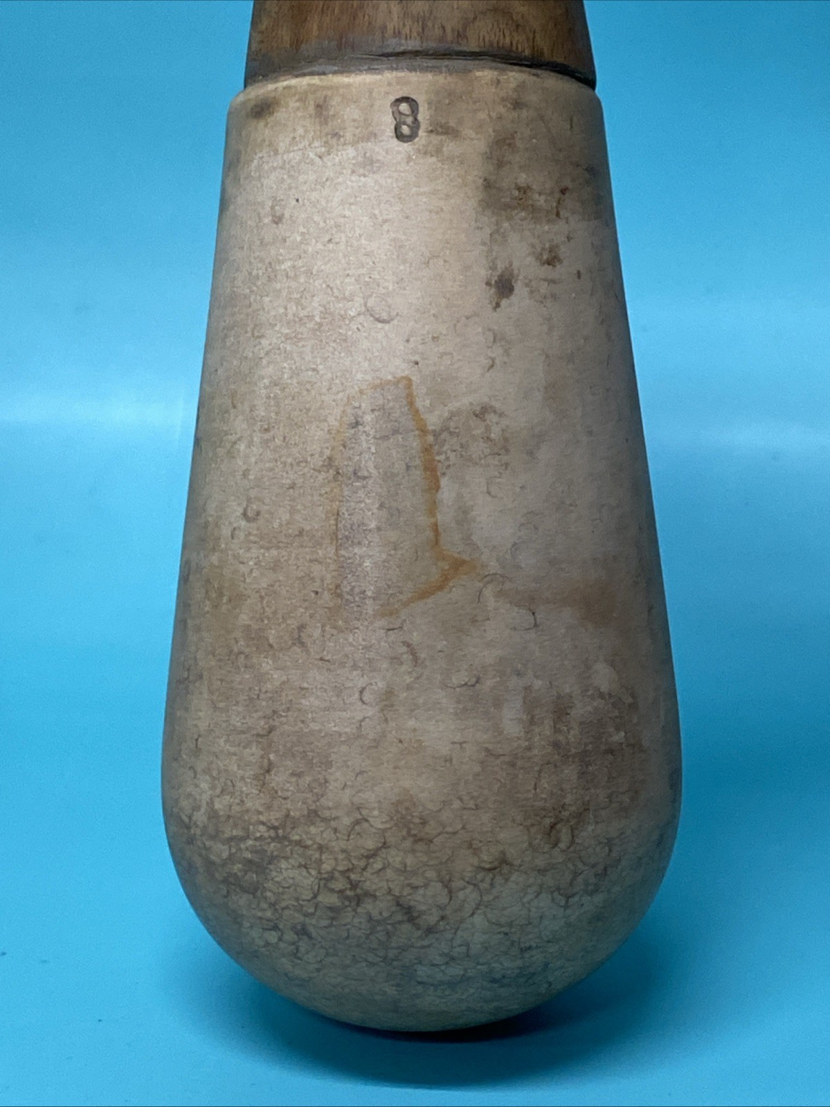 Vintage MORTAR & PESTLE Ceramic & Wood Pharmacy Apothecary HUGE 10” WH3
