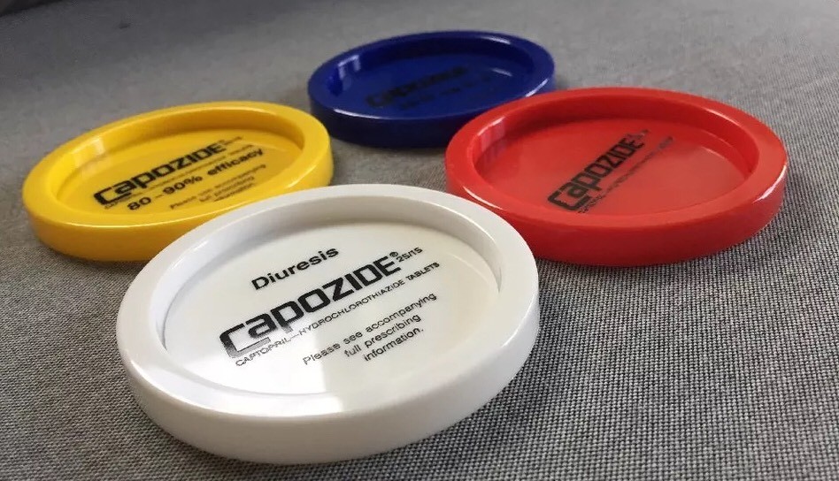 Drug Rep Advertising Capozide Plastic Coasters, Vintage Pharmaceutical 70’s/80’s