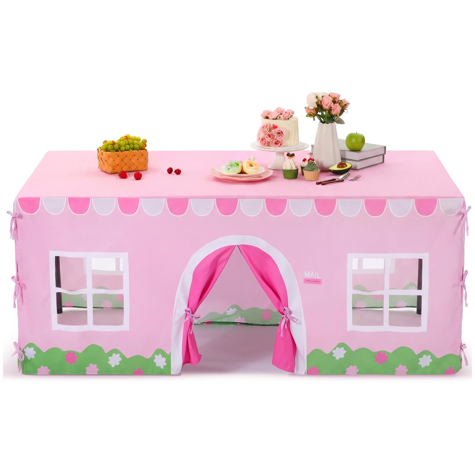 Oudain 10ft x 7.5ft Large Tablecloth Playhouse for Kid Table Fort Cover Table…