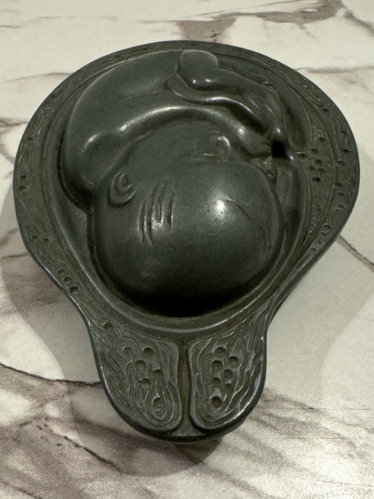 VINTAGE MEDICAL PHARMACEUTICAL PARKE-DAVIS FETAL PEWTER PAPERWEIGHT CA. 1950’s