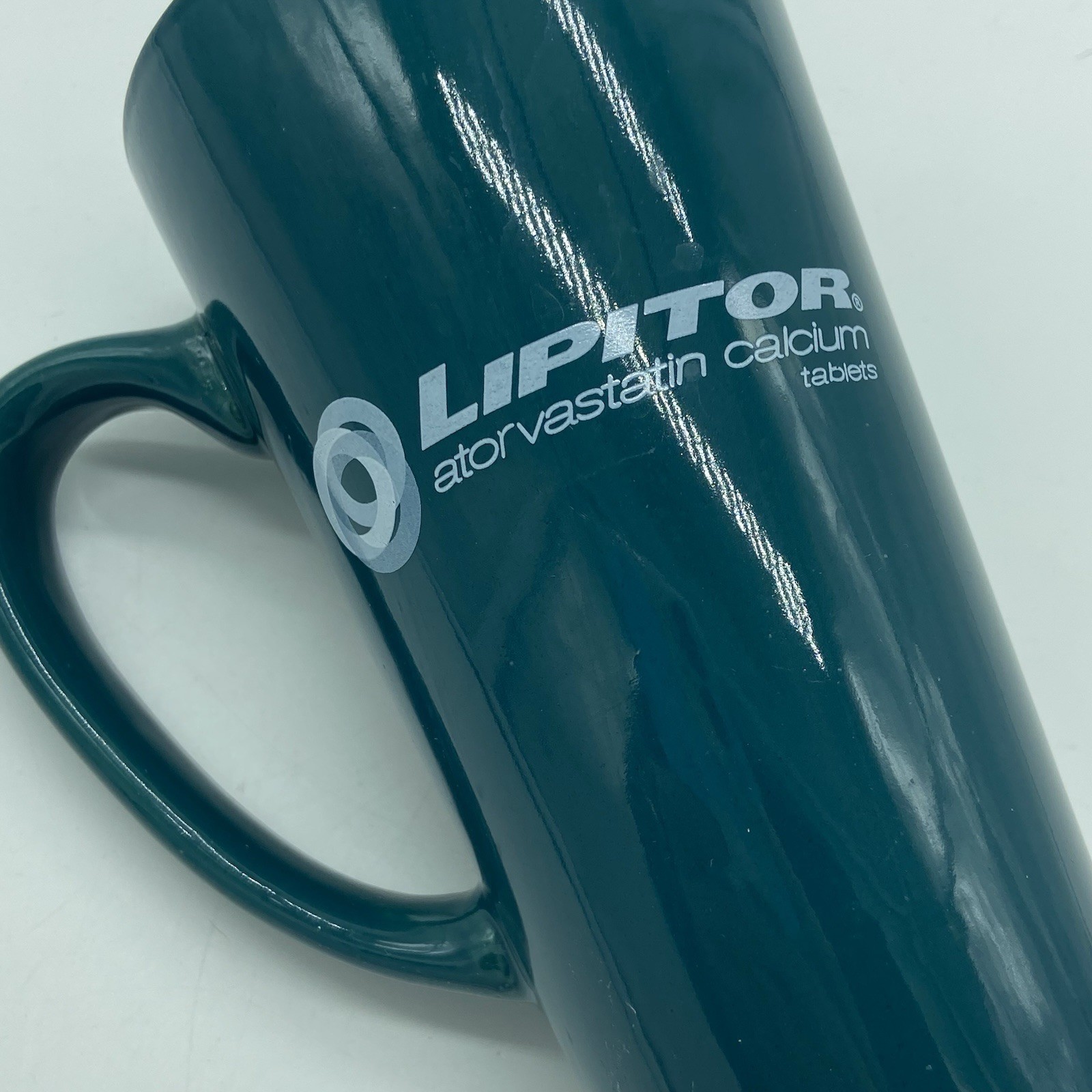 Lipitor Tall Teal Mug Pharmaceutical Promo Coffee Cup Medical-Core Ceramic Promo
