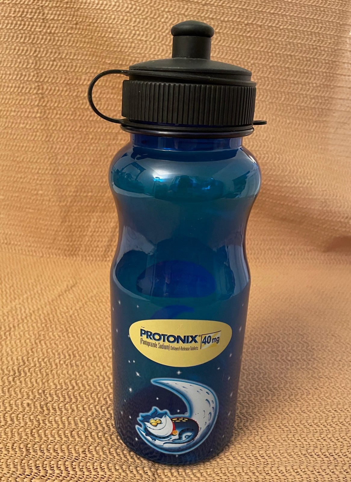 Pharma Drug Rep Protonix Blue/Clear Plastic Water Bottle, New