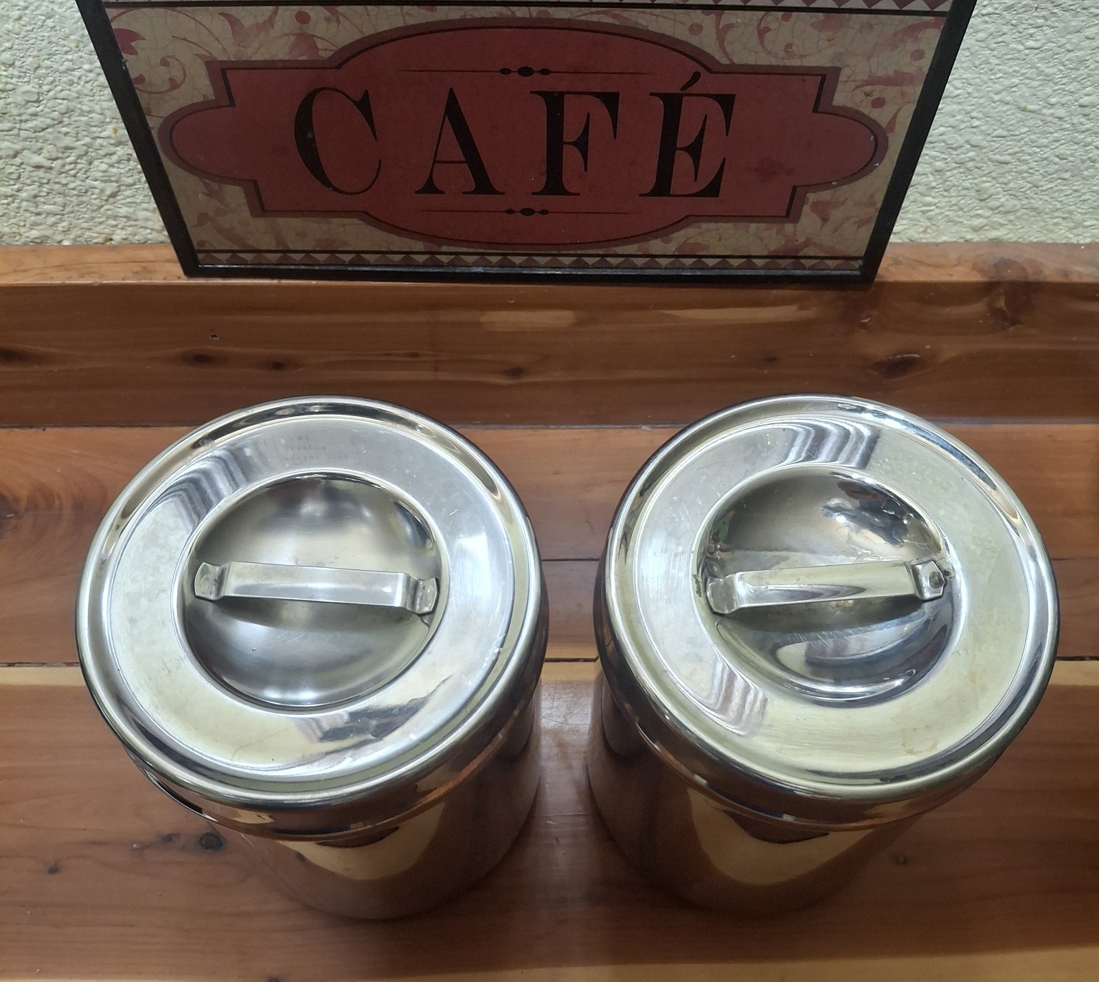 Vollrath 8802 Stainless Steel Canister Set Of 2 Heavy-Duty Container W/lids Vtg