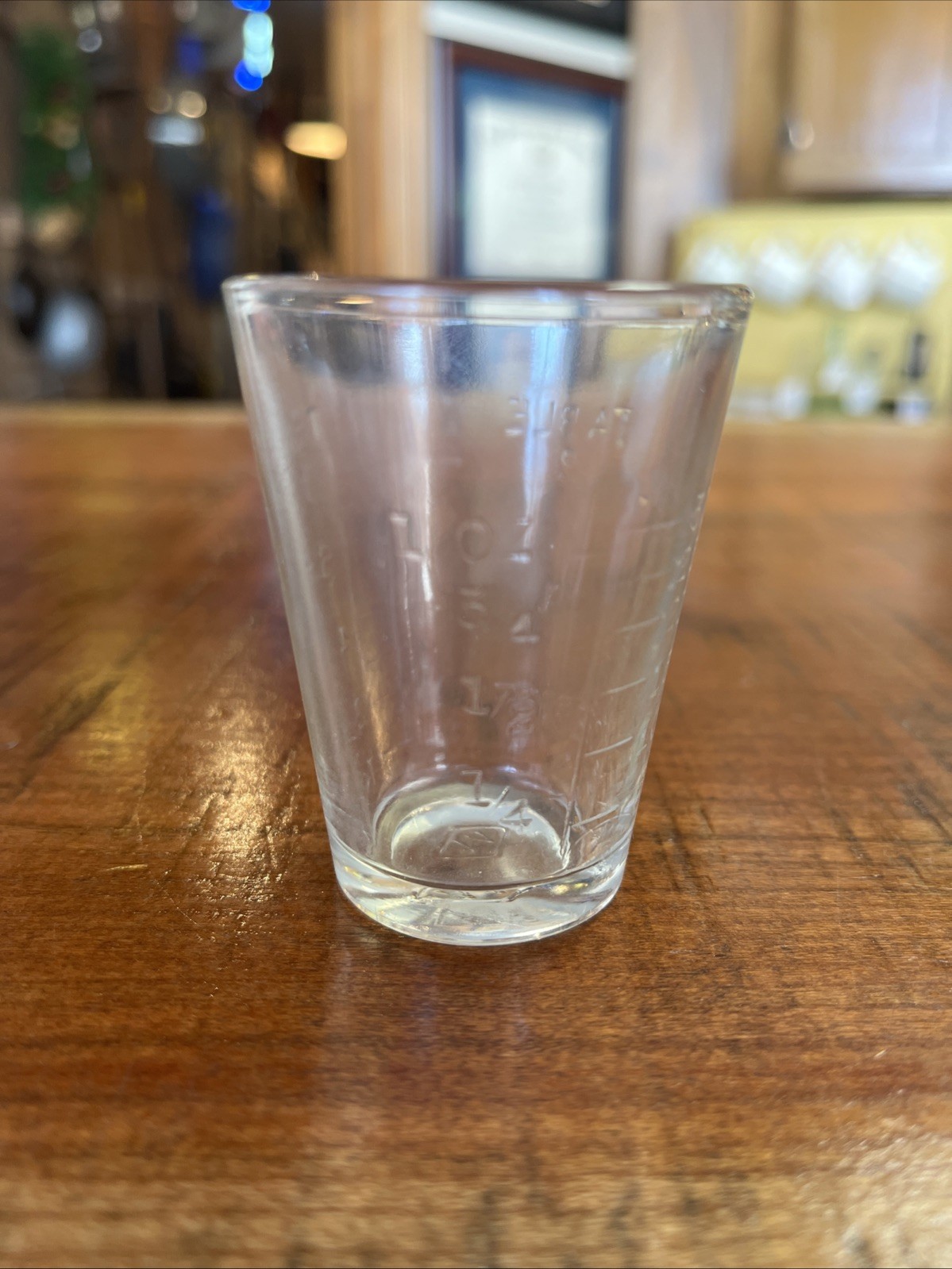 Vintage Clear Glass Apothecary/Pharmacy 30 ML Measuring Cup ‘M’ On Bottom