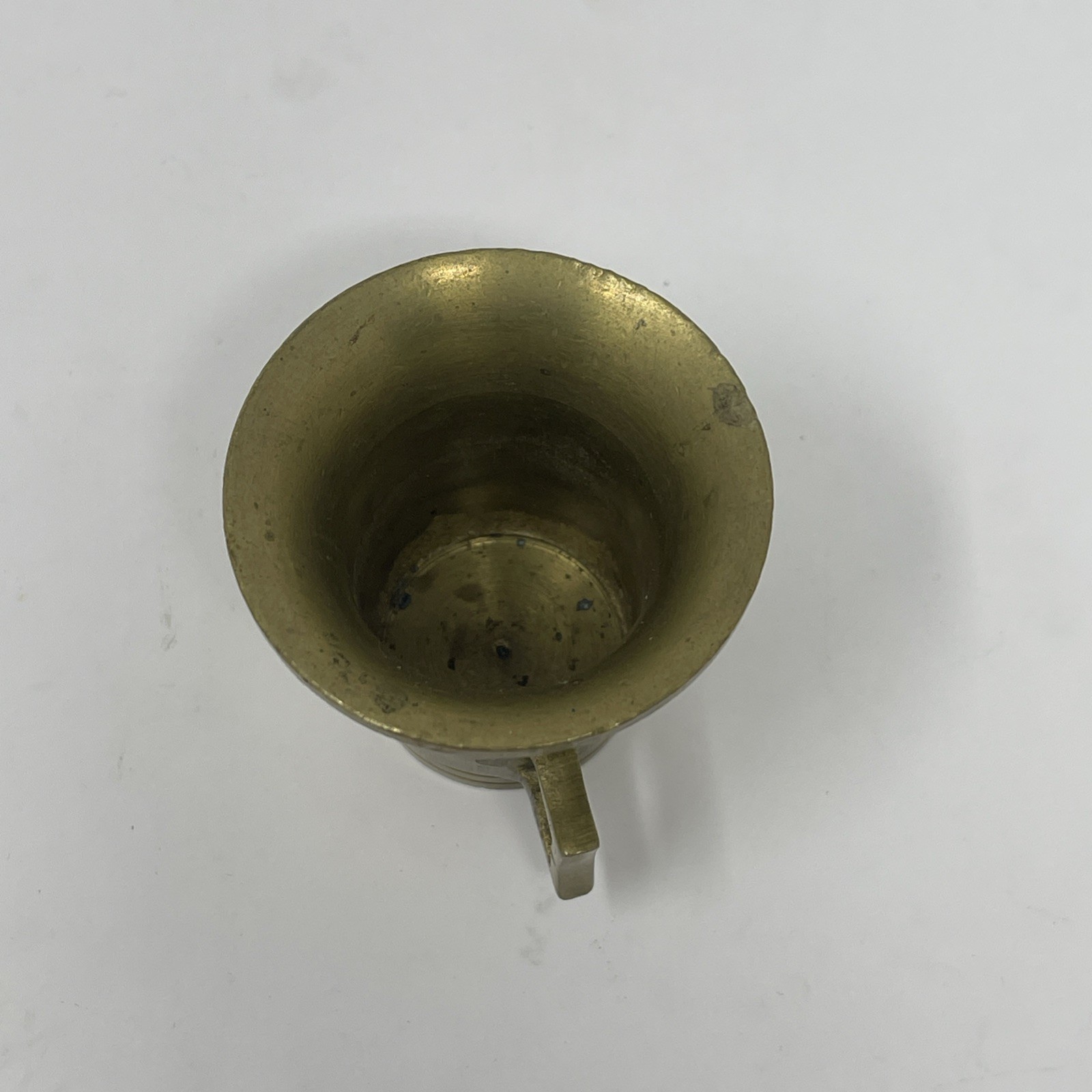 VTG SMALL BRASS MORTAR AND PESTLE WITH HANDLES