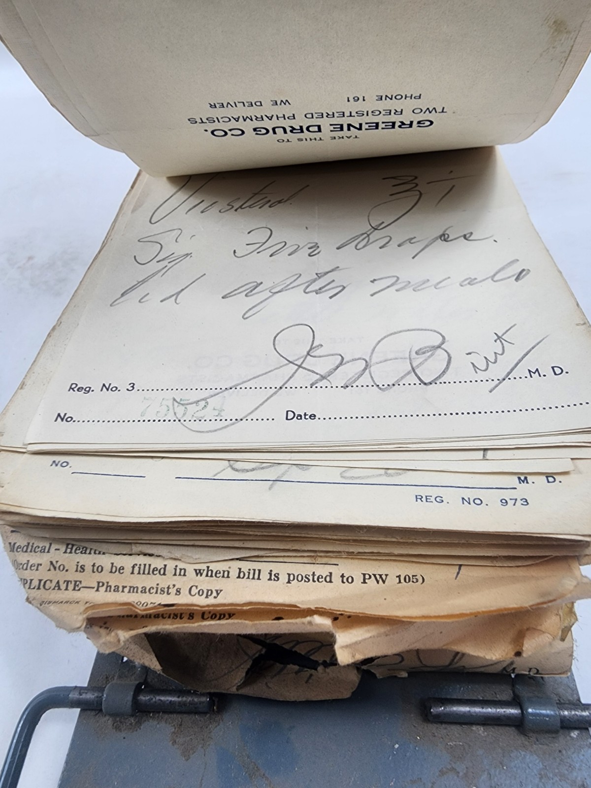 Prescription Atlas Rx Pad Paper Apothecary Druggist Pharmacy Medicine 1938