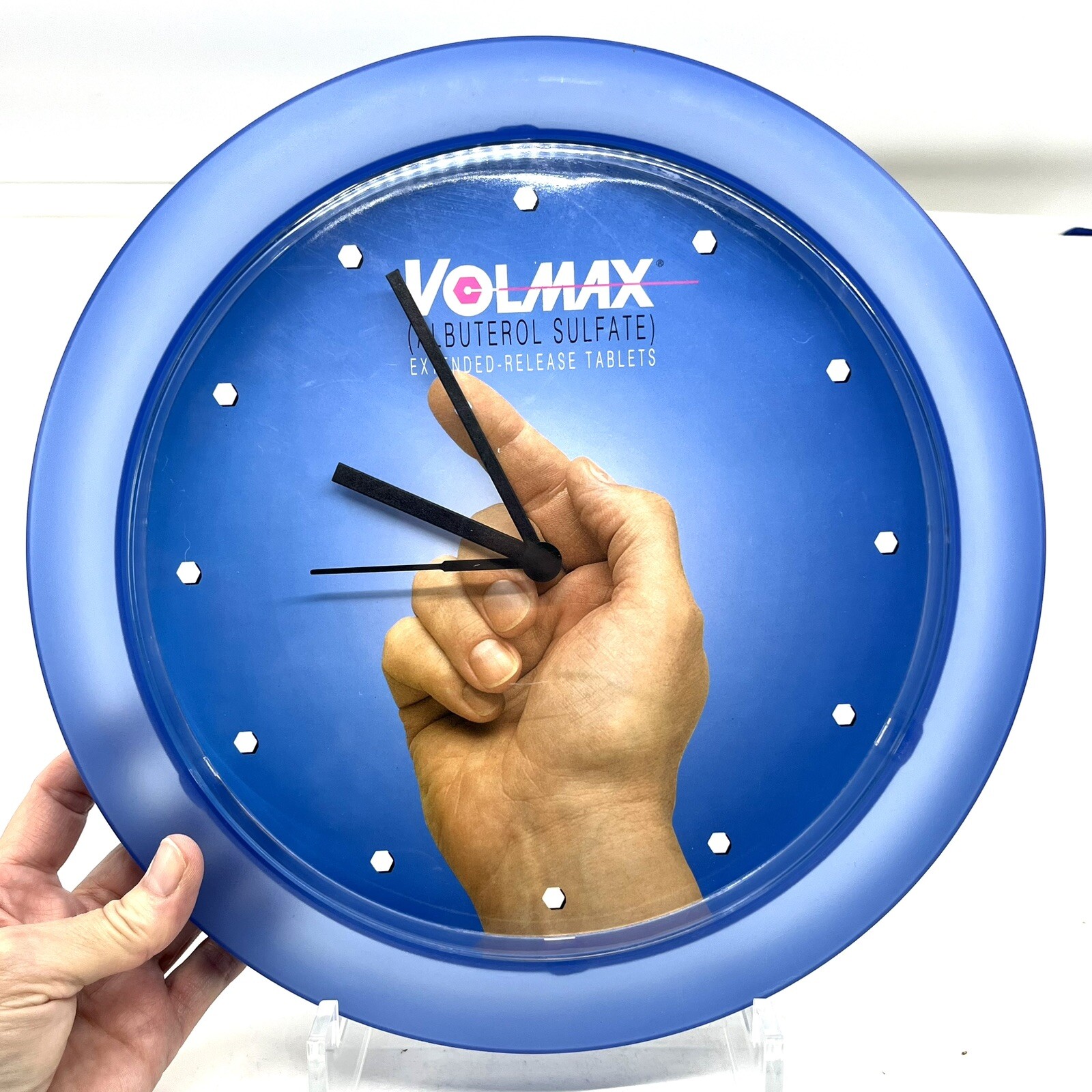 Blue VOLMAX CLOCK Drug Rep Advertising Promo Giveaway 12″ Tested/Works-HTF