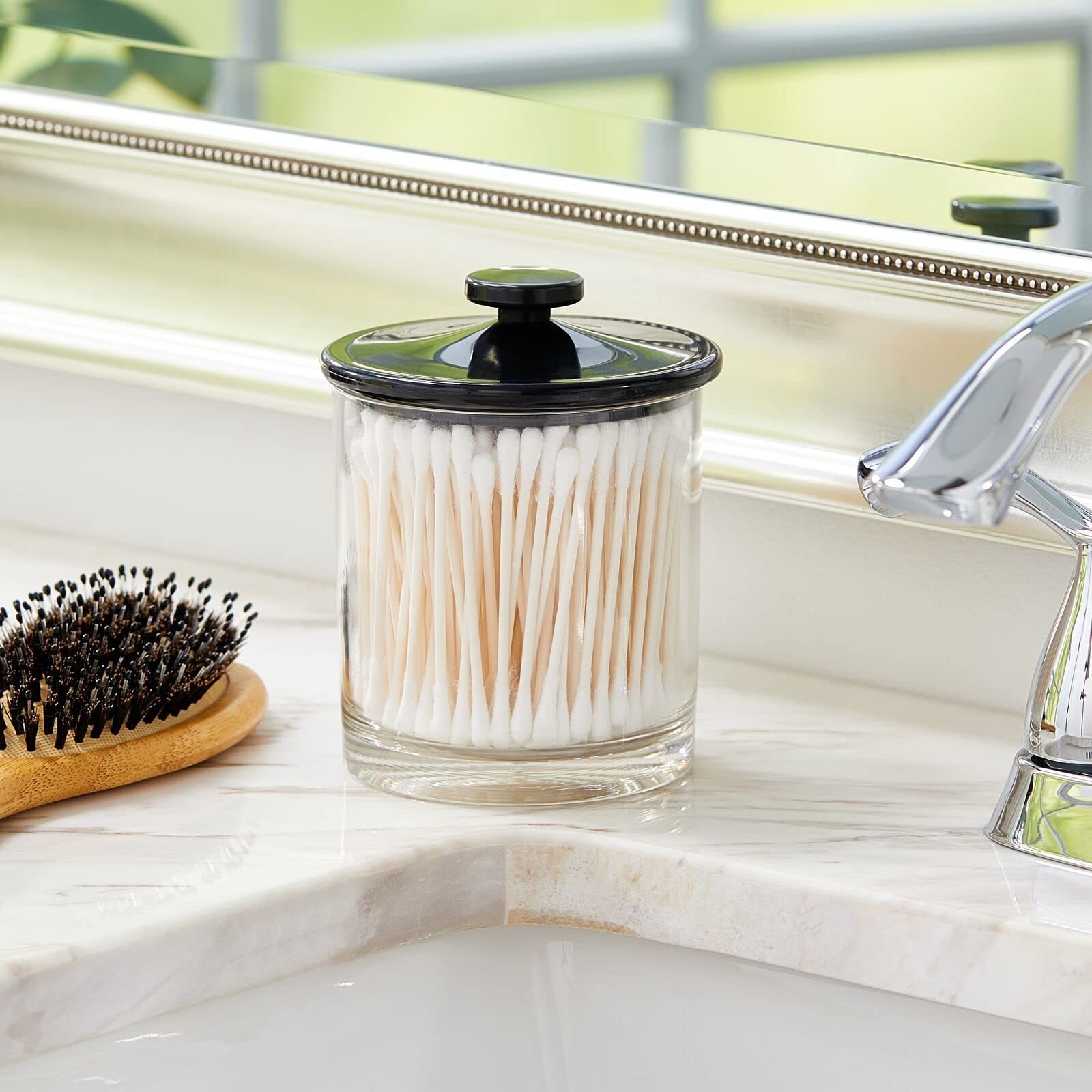 mDesign Small Modern Apothecary Storage Organizer Canister Jars – Acrylic Con…