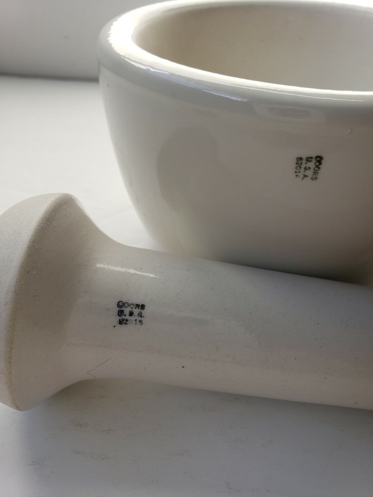 Coors USA Lrg Porcelain Mortar & Pestle Medicine bowl Pharmacy Science Lab solid