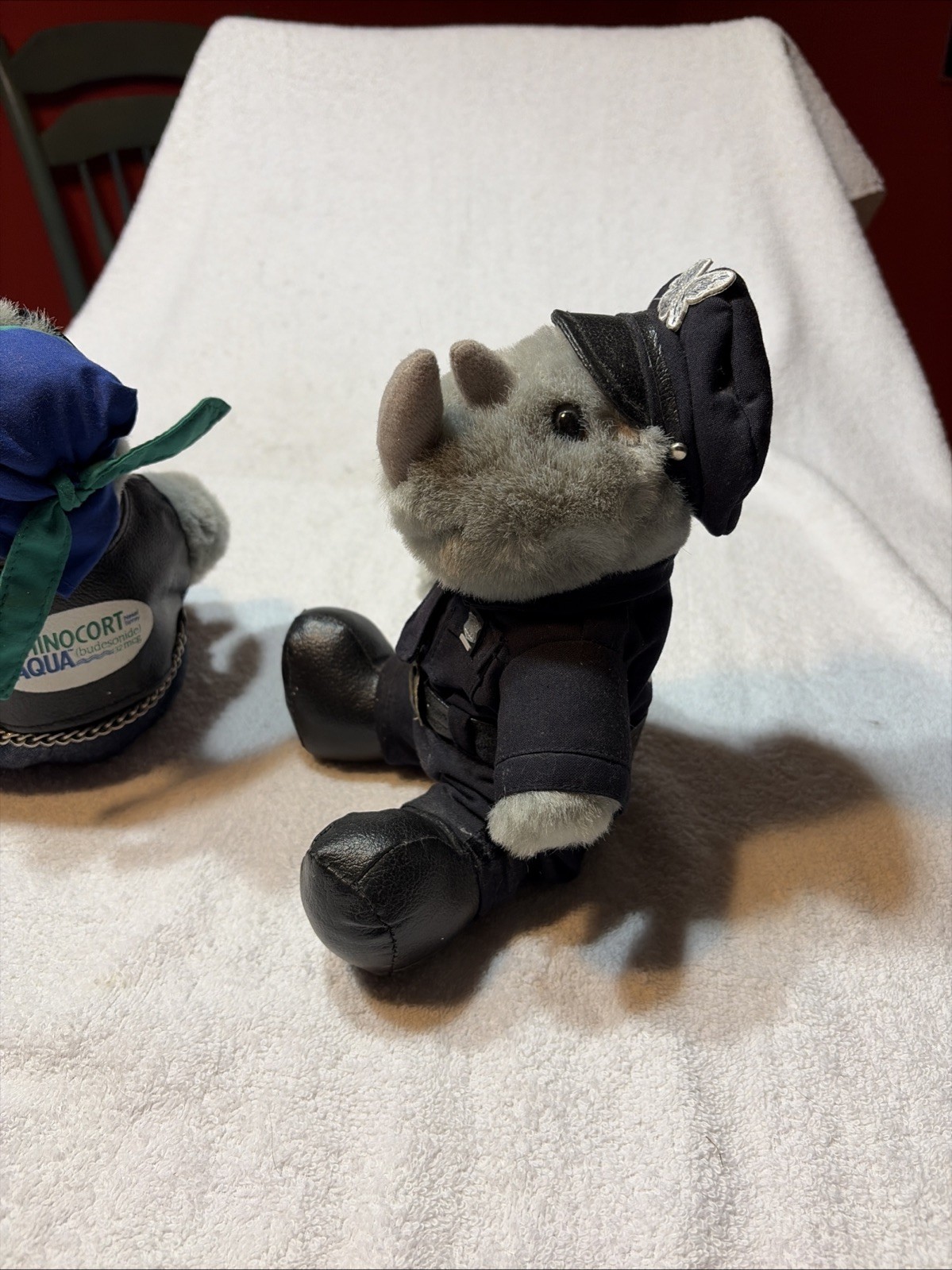 Rhinocort Aqua Biker Plush Toy Rhino Drug Rep Pharmaceutical Promo Advertising