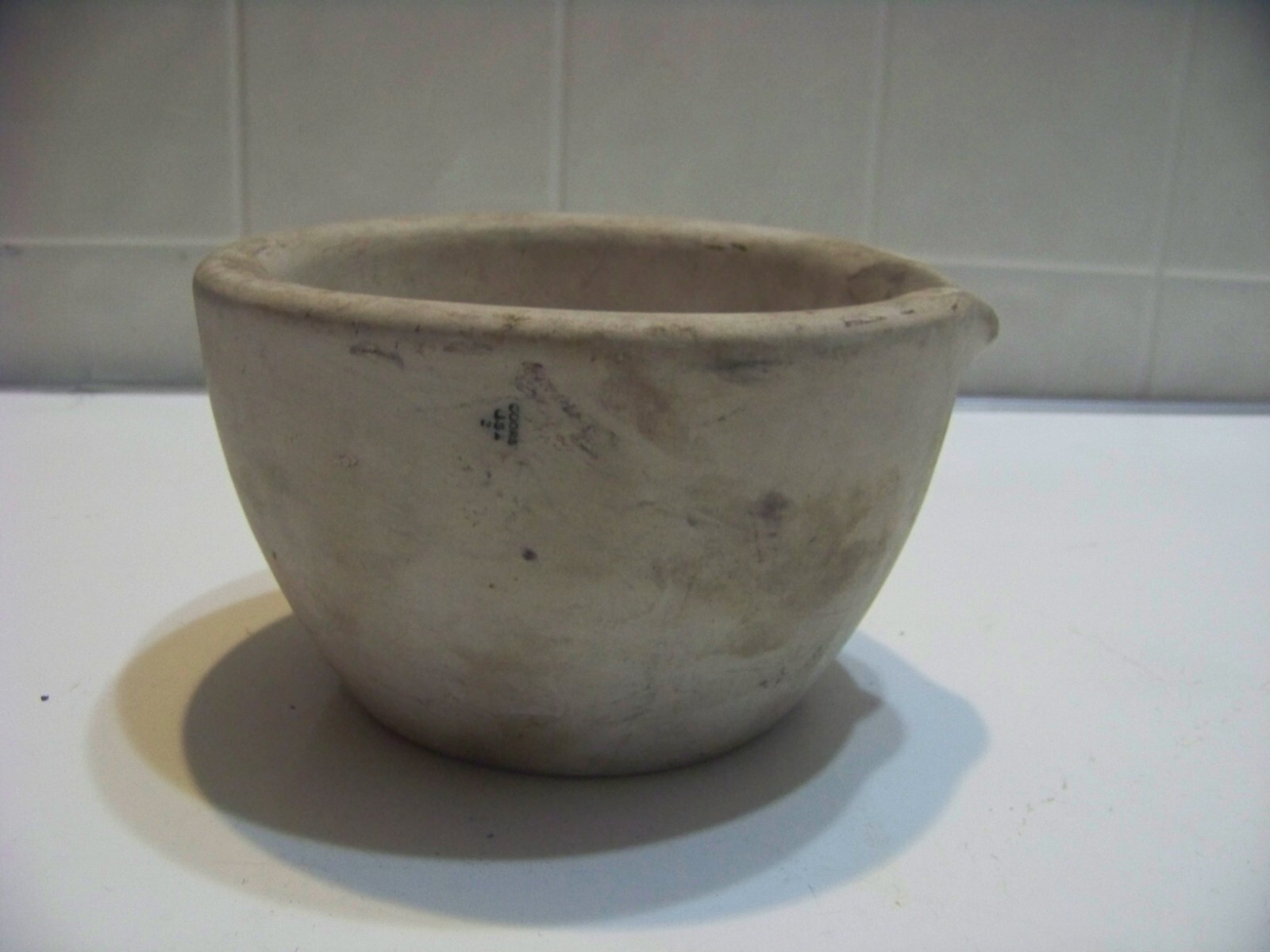 Vintage #2 Coors mortar pharmaceutical mortar with spout lab medicine doctors