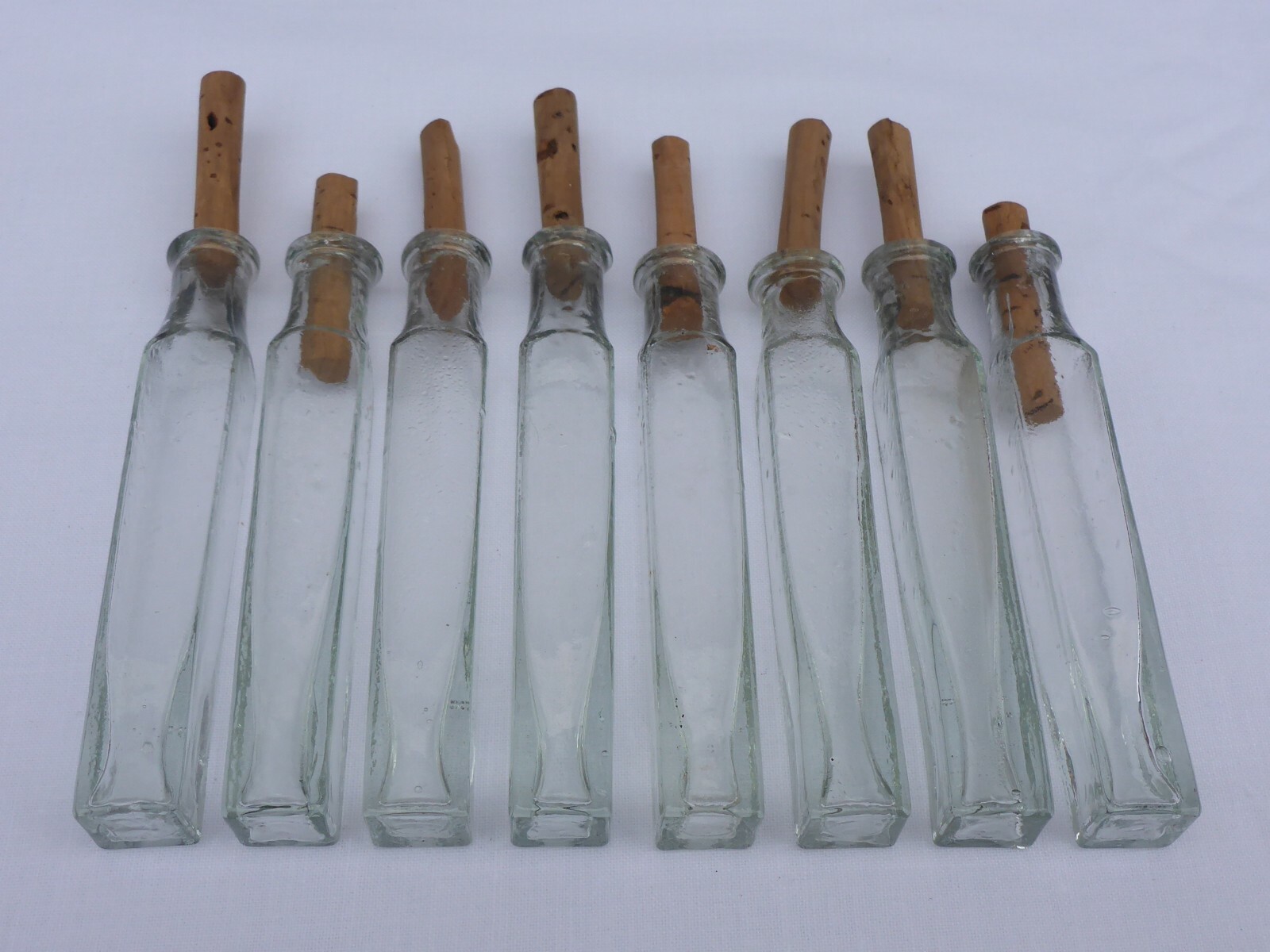 2 X Old Small Medicine Glass Pharmacy Bottle Green Long Approx. 9.5 Cm