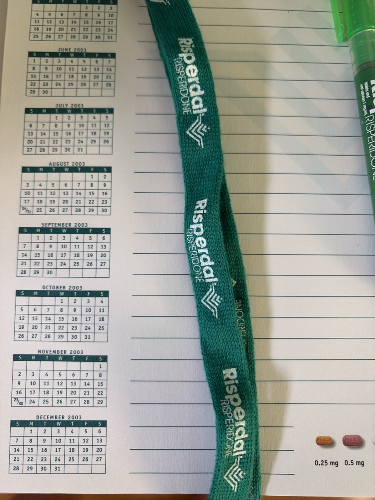 RARE VINTAGE Risperdal Drug Rep Merch includes lanyard, mug, highlighter & pen