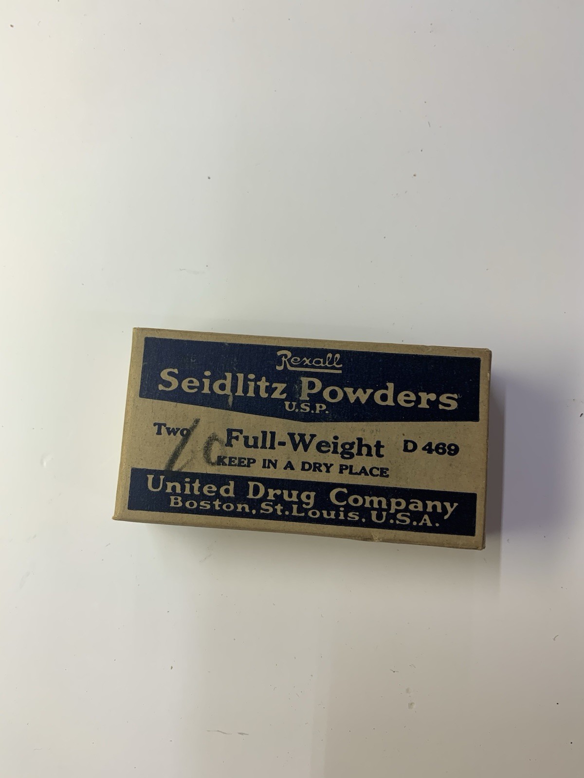 Seidlitz Powders, Rexall, United Drug Company, Boston St. Louis U.S. A.