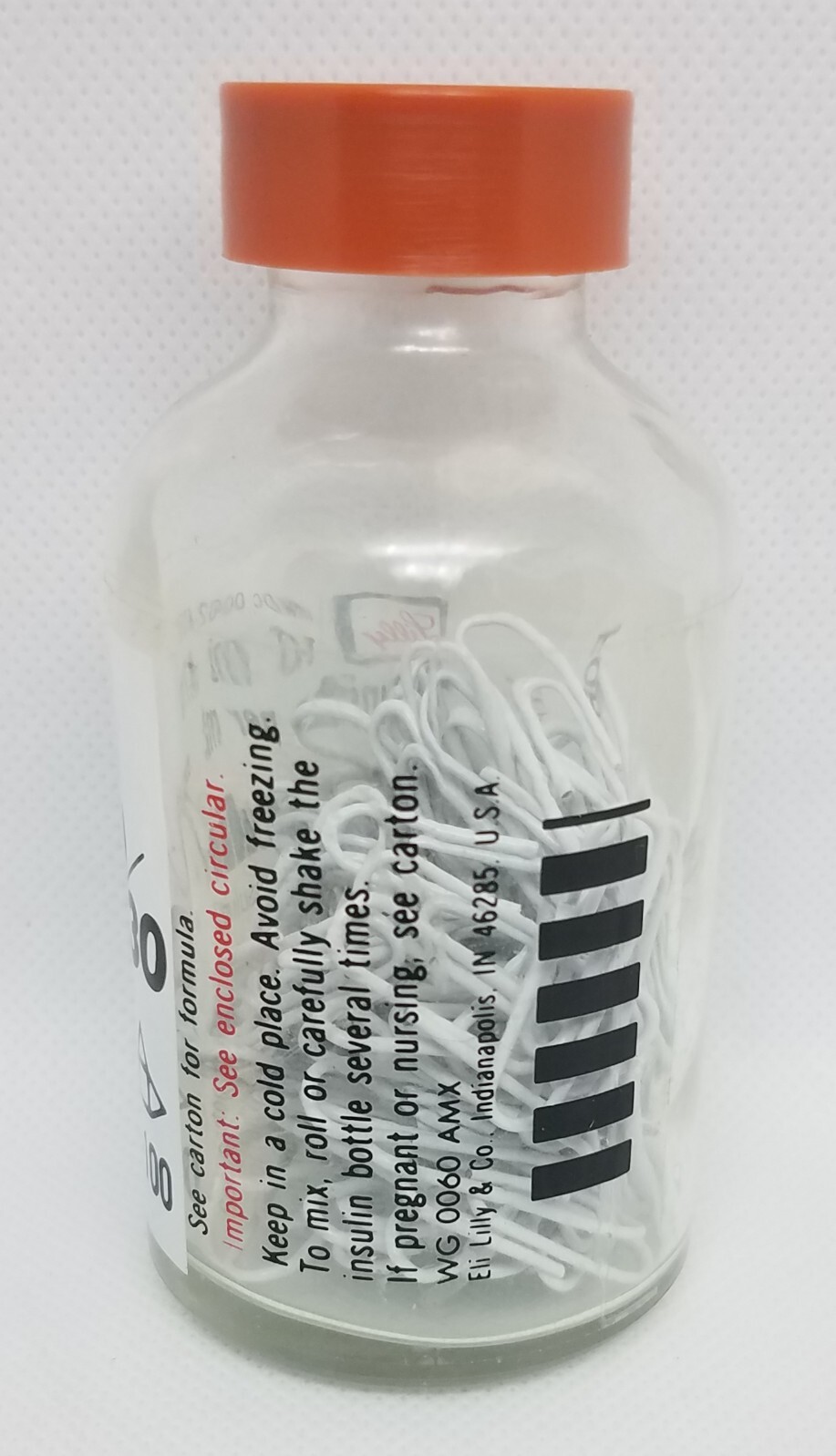 Lilly Humulin Insulin Glass Magnetic Paper Clip Holder Pharma Drug Advertising