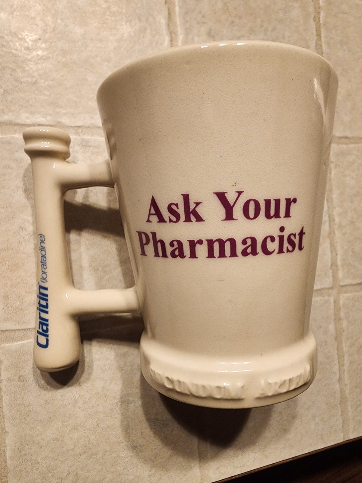 Vtg Claritin Ceramic Mug-Pharmacy America’s Most Trusted Profession, Ceramic Mug