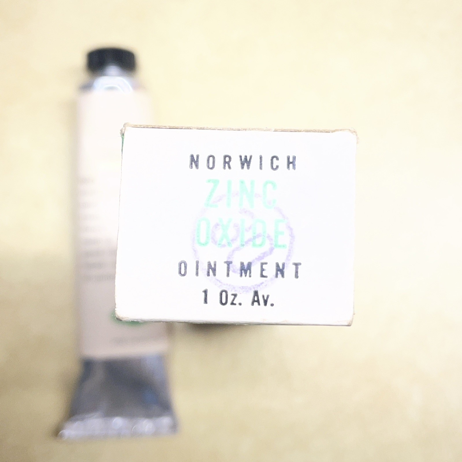 Vintage Norwich Zinc Oxide Ointment 1.0 Oz Av “ Norwich Makers Of UGUENTINE” New