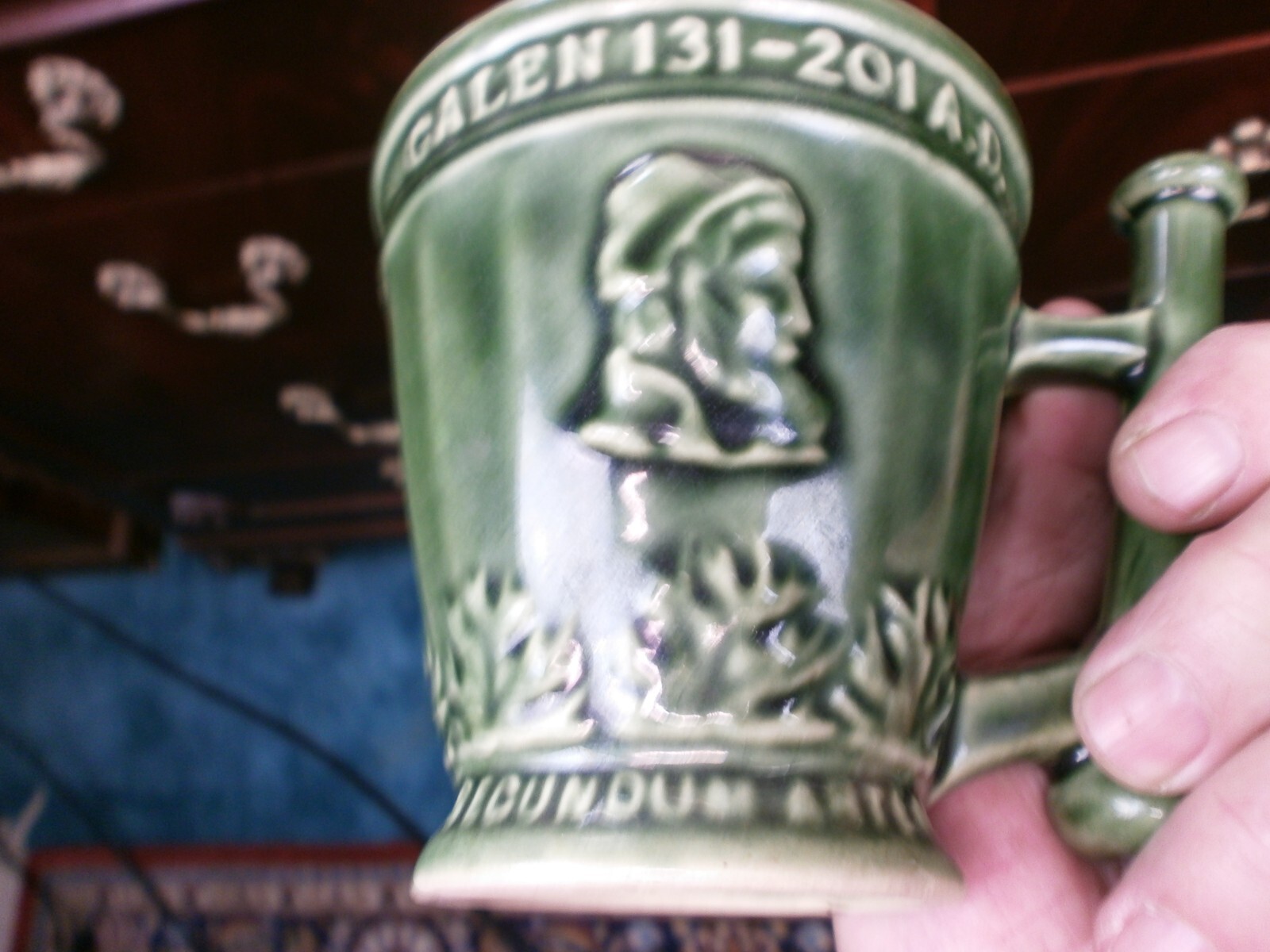 Schering Rx Galen 131-201 AD Coffee Tea Mug Cup Green Mortar Pestle Ceramic