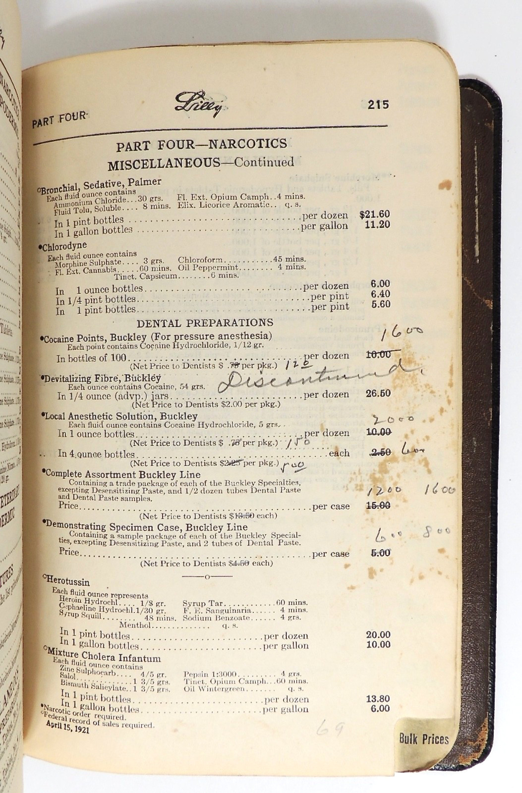 1920 Eli Lilly Pharmacy Price List Number 40