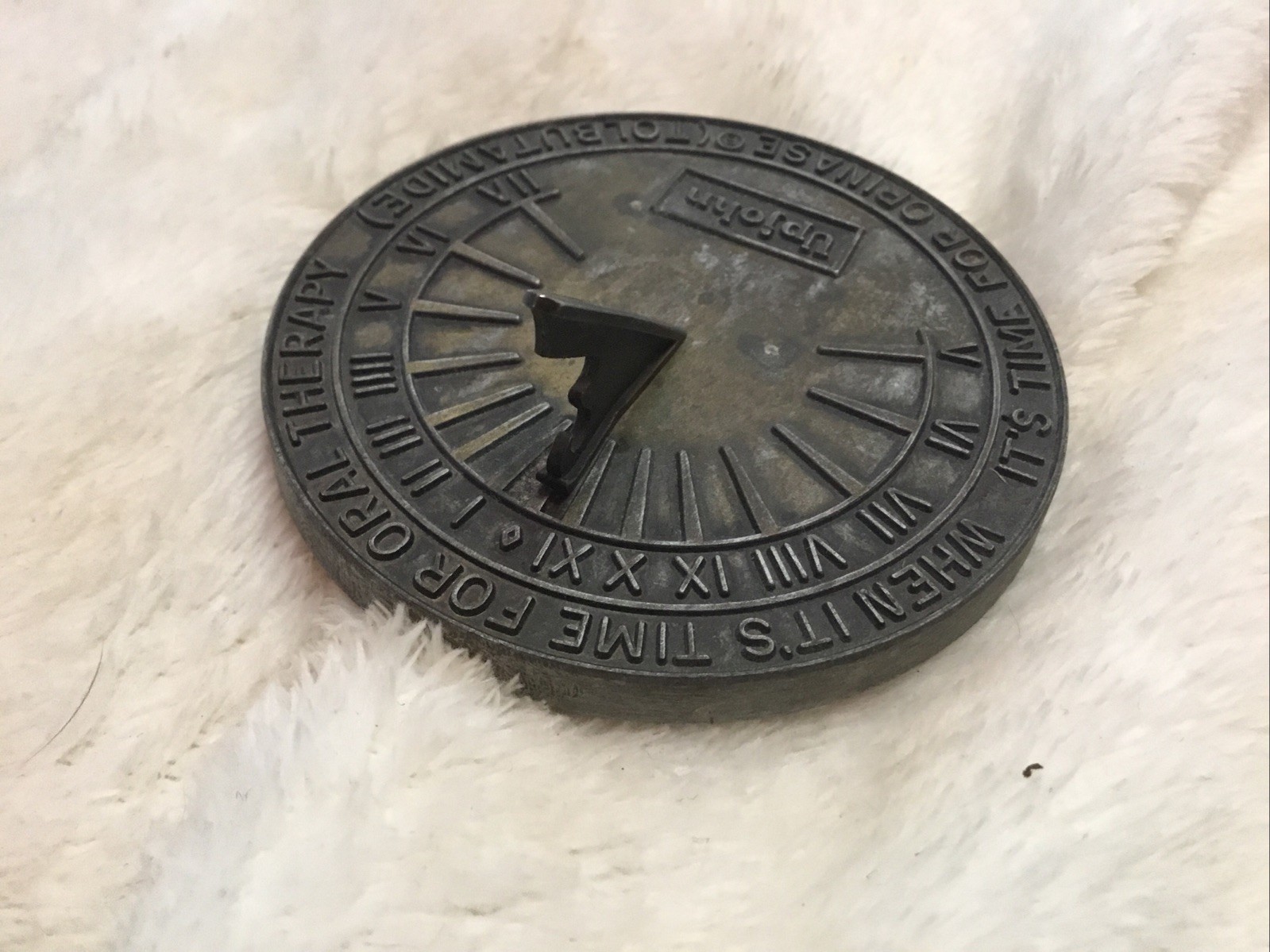 UPJOHN vintage ORAL THERAPY TOLBUTAMIDE small metal sundial drug advertising