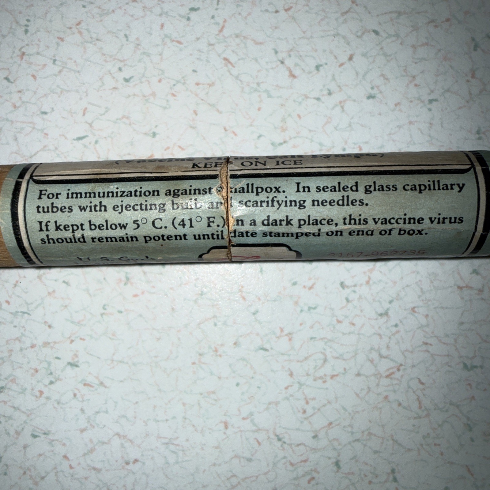 Small Pox Vaccine Wooden Viral Tube By Eli Lilly April 13 1939