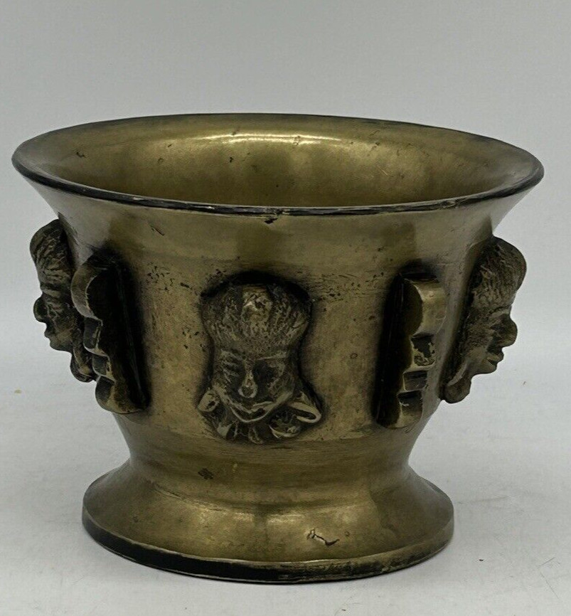 Brass Mortar & Pestle, 4 Faces, Made in Spain, 3 3/8″ Height, Heavy