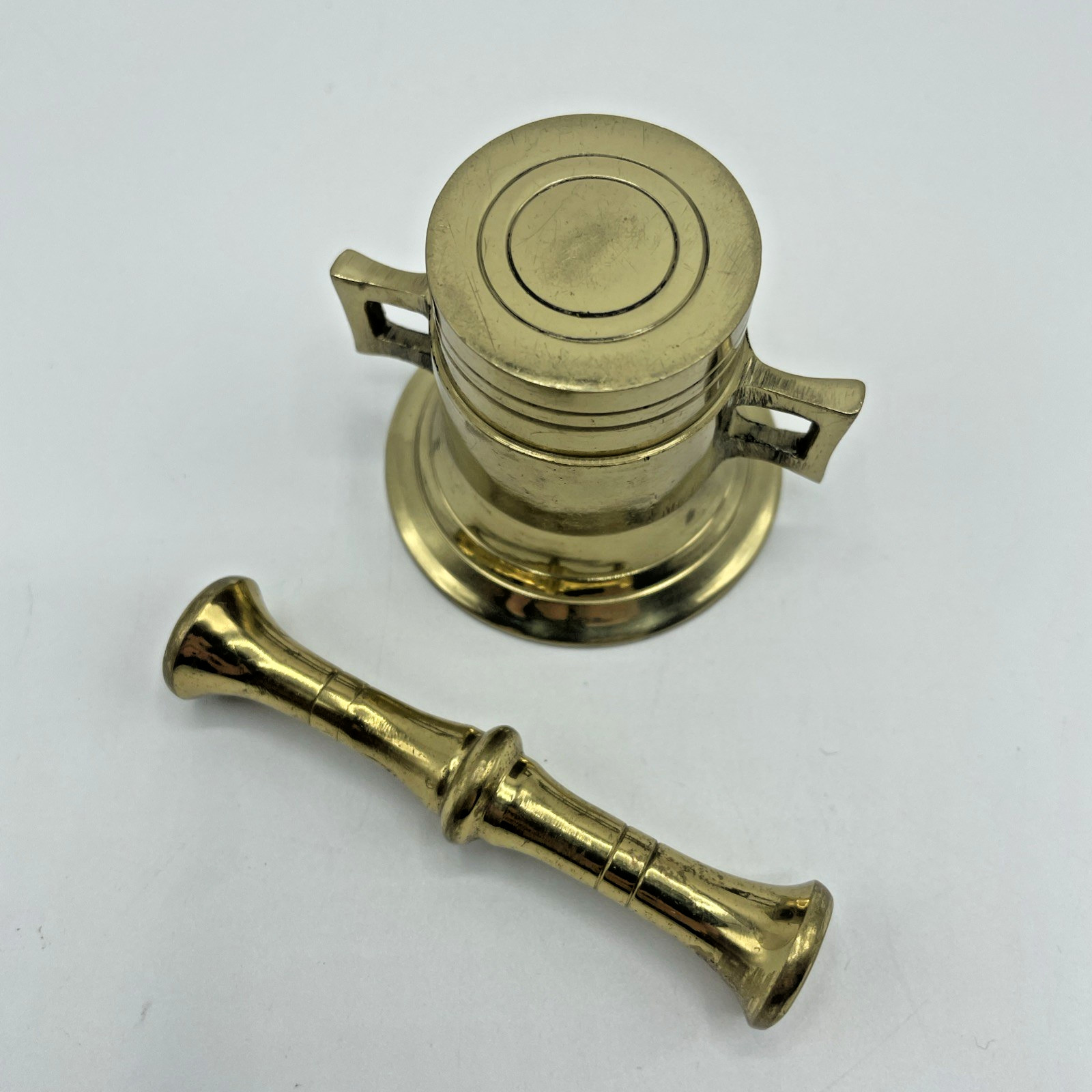 Brass Mortar And Pestle Small 1.75” H Pestle 3” Vintage Pharmacy Apothecary