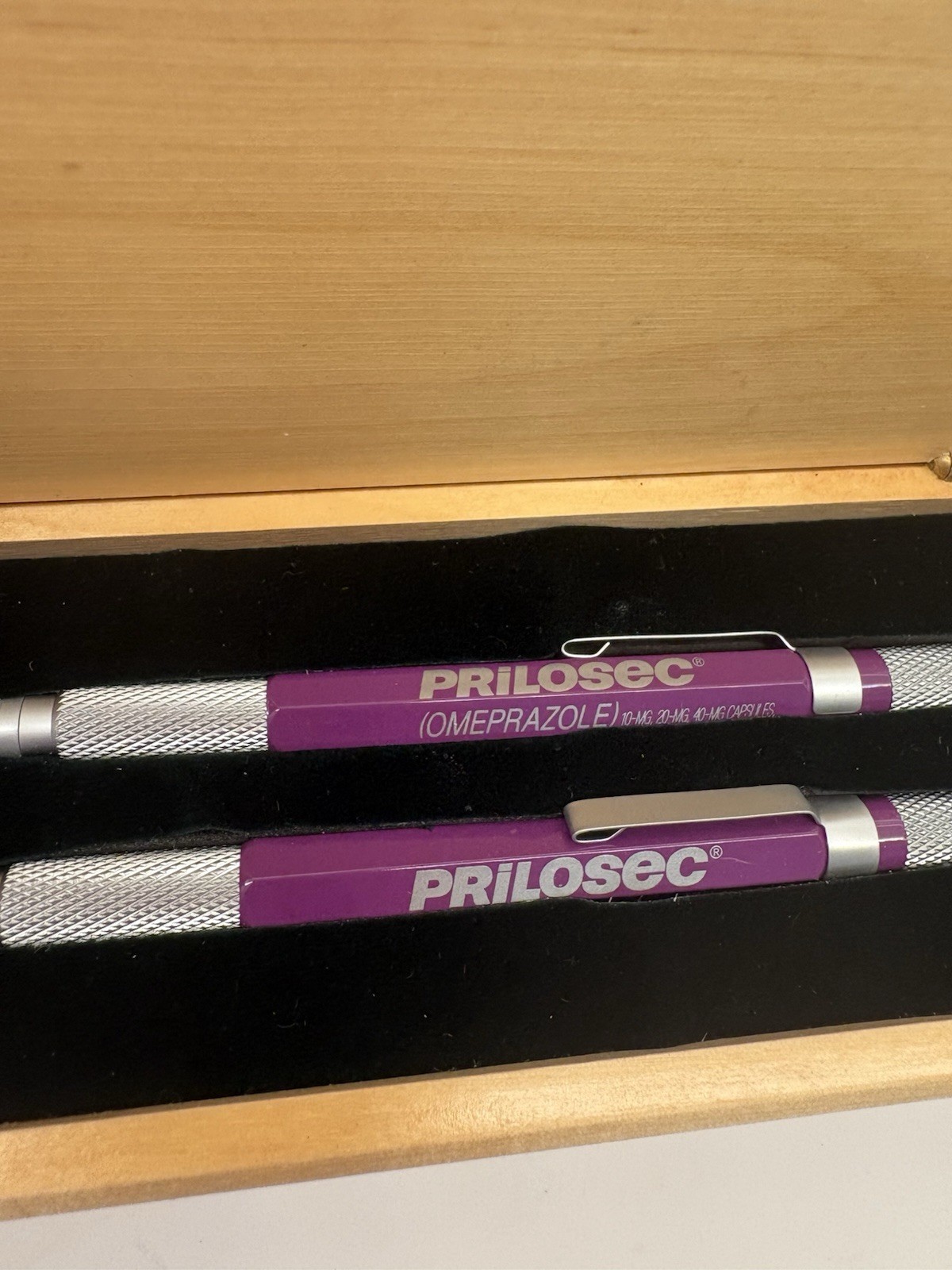 Prilosec Pen Pencil Set Wood Case Pharmaceutical Drug Rep Advertising