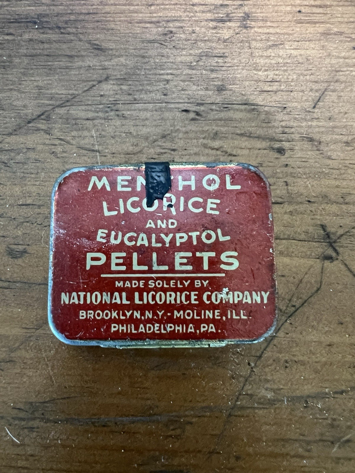 Vintage Pharmacy Tin National Licorice Company Menthol Licorice Eucalyptol Tin