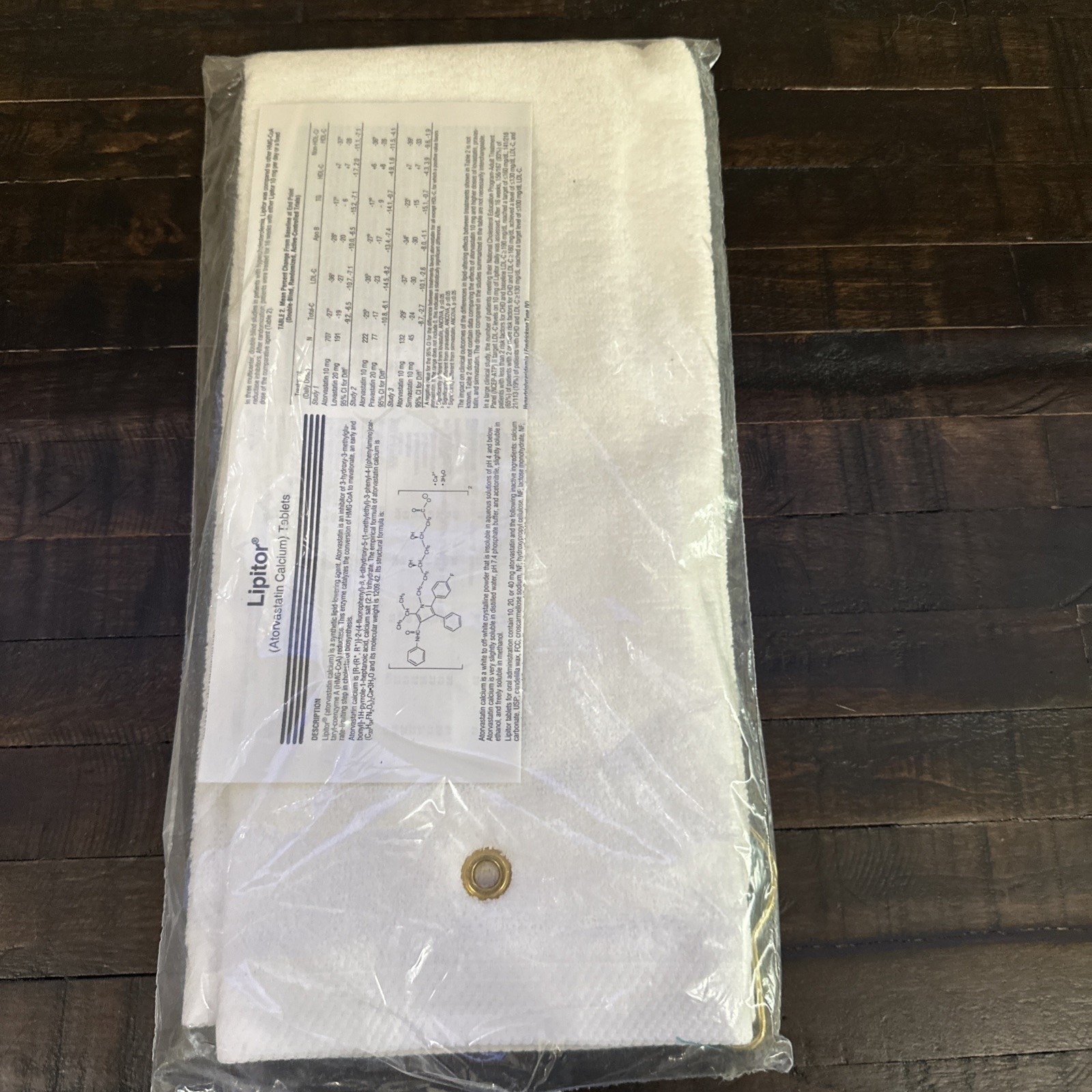 Vintage Lipitor Pharmaceutical Promotional Golf Towel – New in Pack
