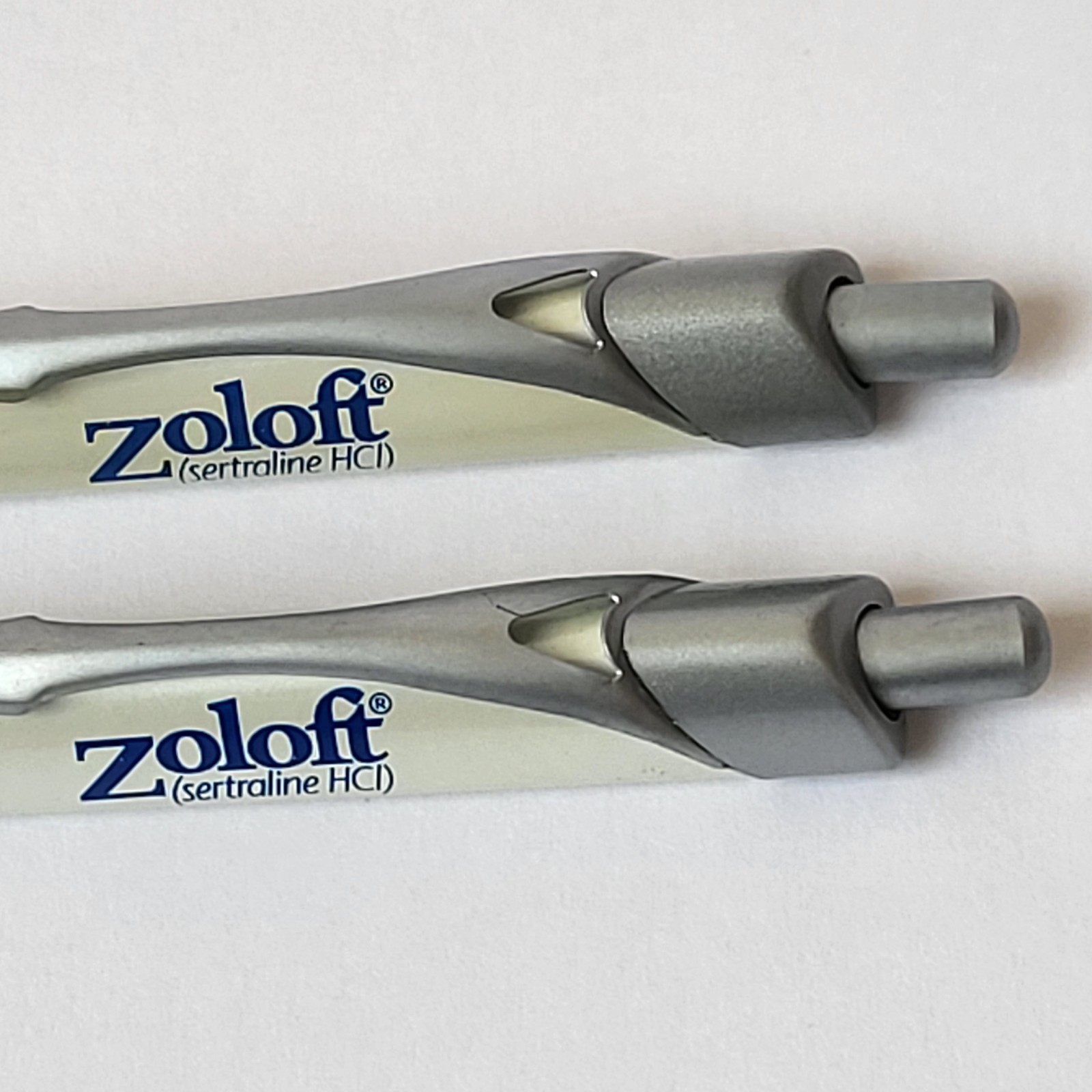 Zoloft Triangular Metal Pens (2) Drug Rep Pharma RX Promo Advertise Collectibles