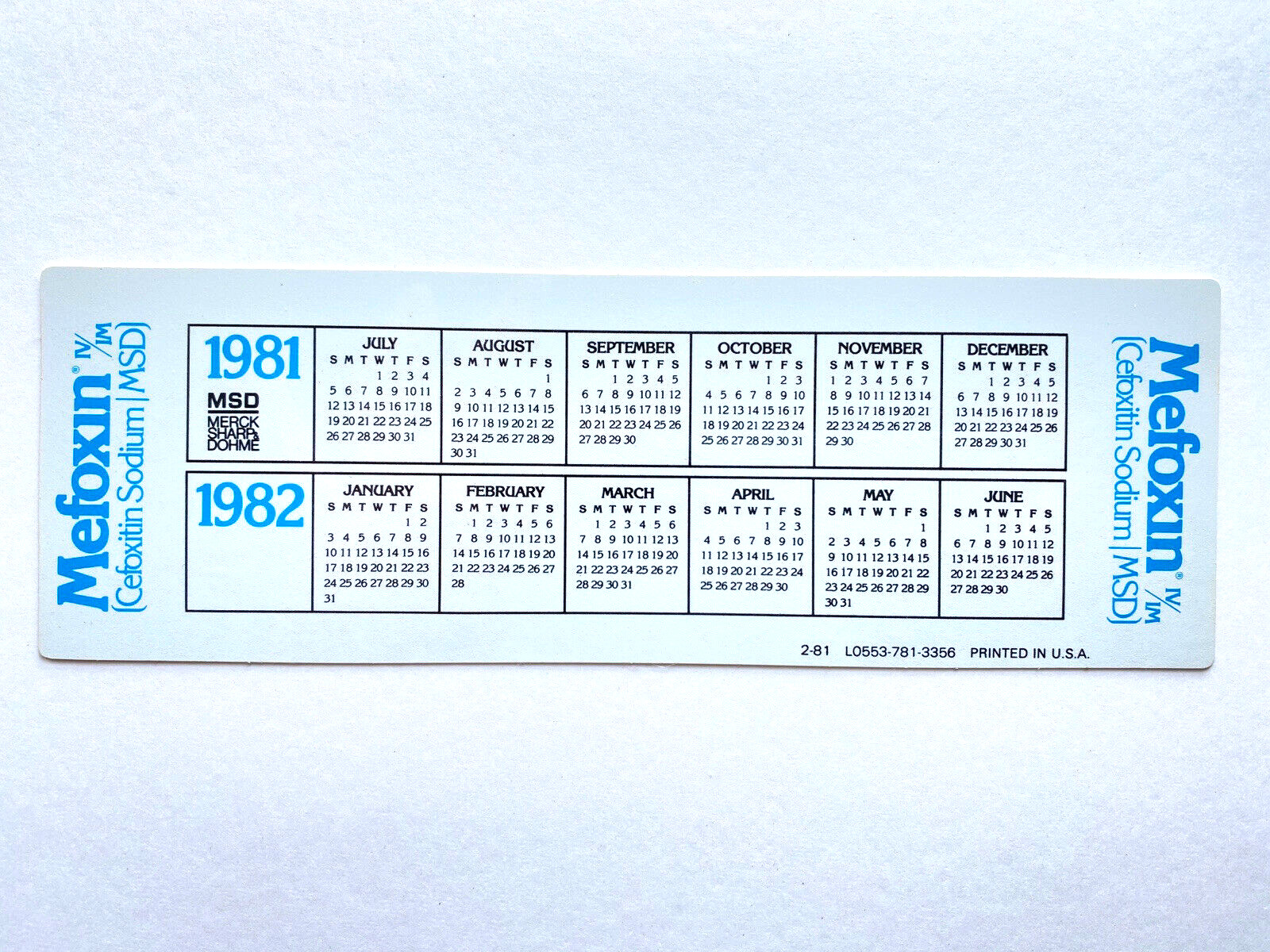 1980s Mefoxin Ruler MSD Merck Labs Pharmaceutical Drug Advertising Swag 7.5”