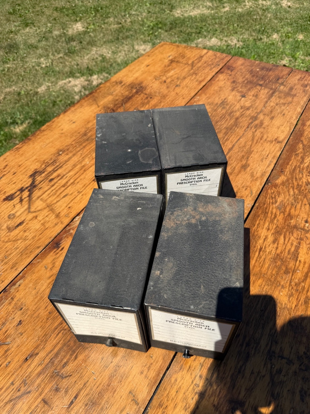 Vintage Lot of 4 All Metal Pharmacy Prescription Black File Box McCracken