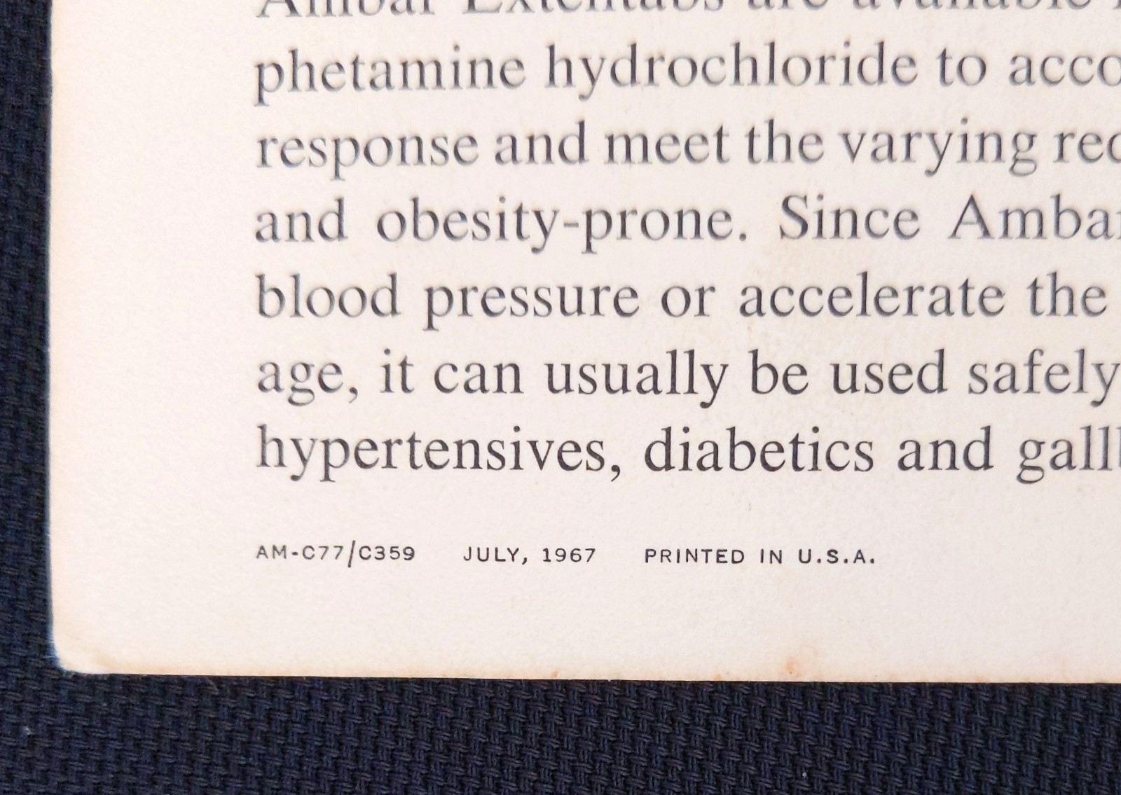 Obesity Oddities ~ 1960s Weight Loss Medicine Advertising ~ AMBAR Pharmaceutical