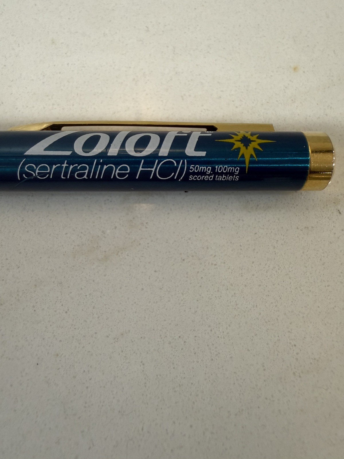 Vintage ZOLOFT Drug Rep Doctors Pharmaceutical Promo Blue Heavy Metal Pen