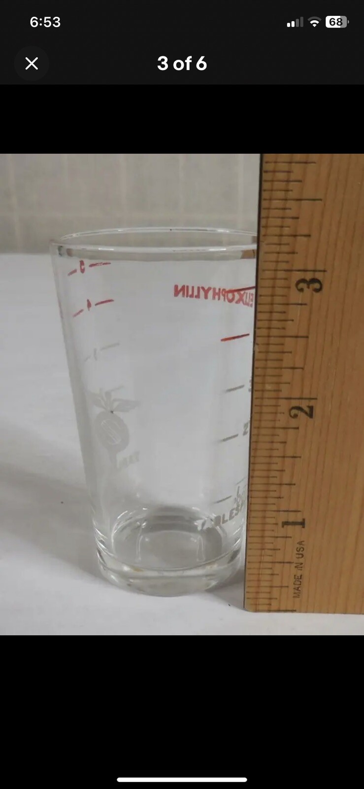 Elixophyllin Asthma Medication Dosing Shot Glass Measuring Cup/ 5 Tablespoons