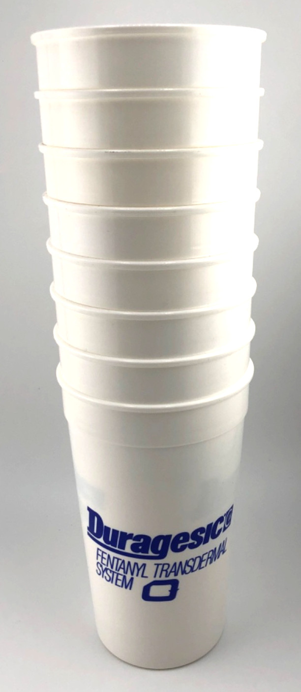 Lot of 8 Vtg Duragesic Fentanyl Plastic Drinking Cups Pharmaceutical Sales Merch