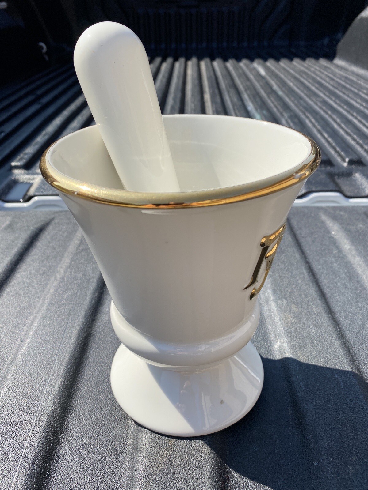 RARE Vintage Owens Illinois RX Porcelain Pharmacy Apothecary Mortar & Pestle Set