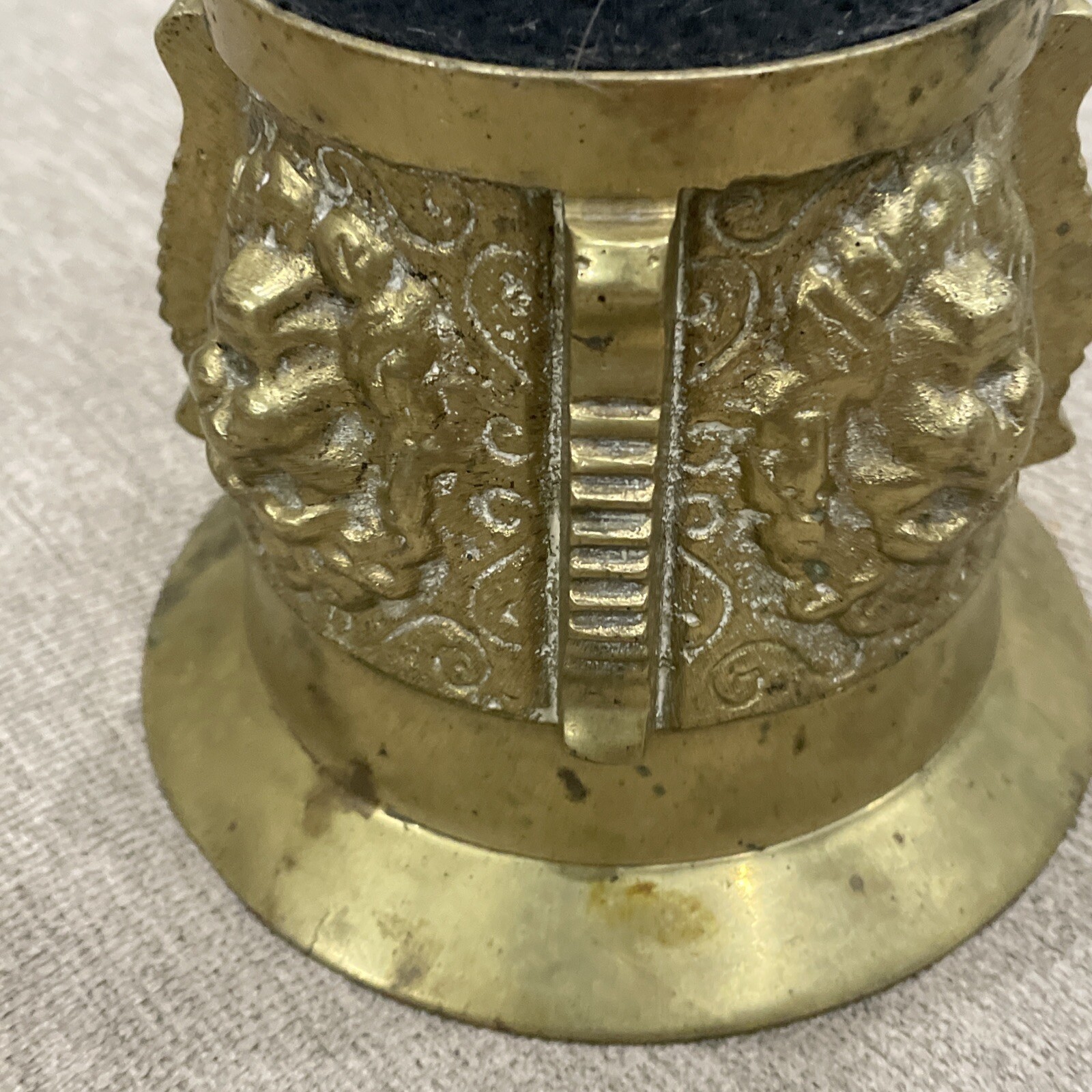 Vintage Brass Mortar Heavy Pharmaceutical Apothecary Ornate Lions Head