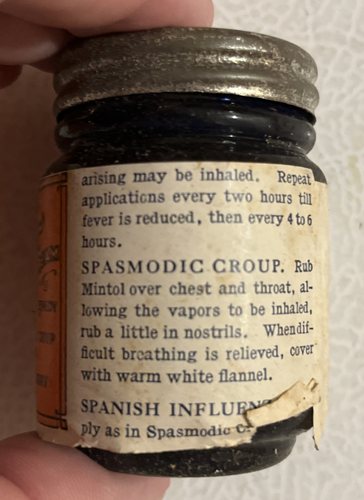 Vintage 1930s Mintol Vapor Medicine Cream Jar NOS Full Box Malden Ma